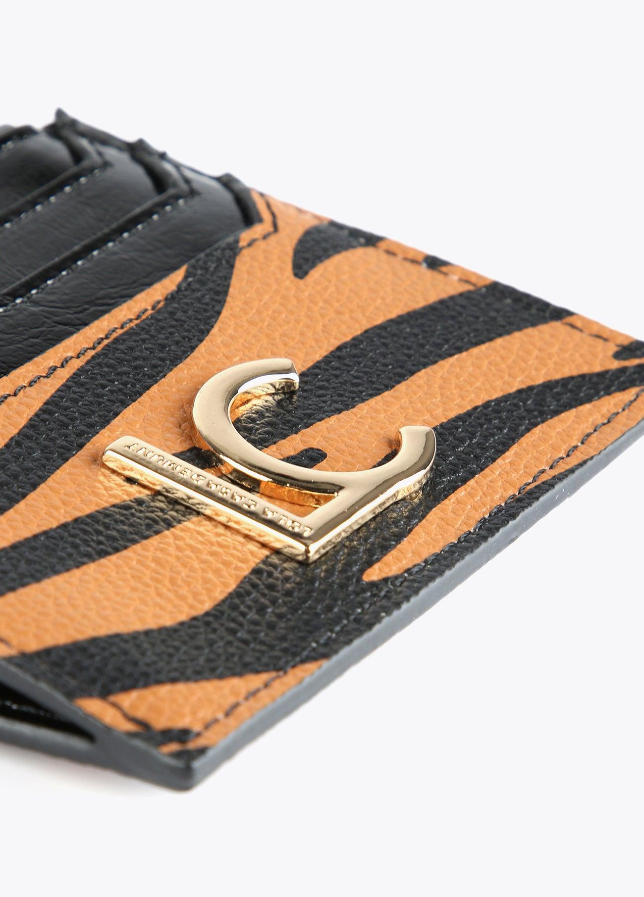 12405012-Zebra print card holder-Brown