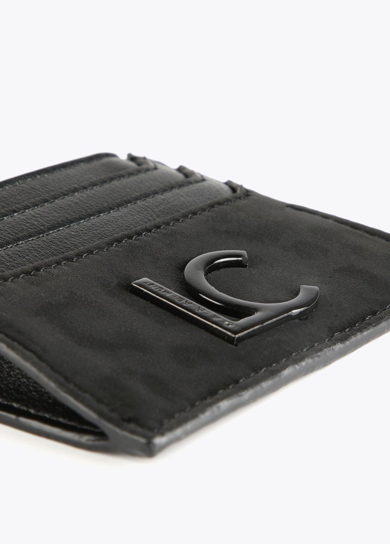 12405015-Neoprene and animal print card holder-Black