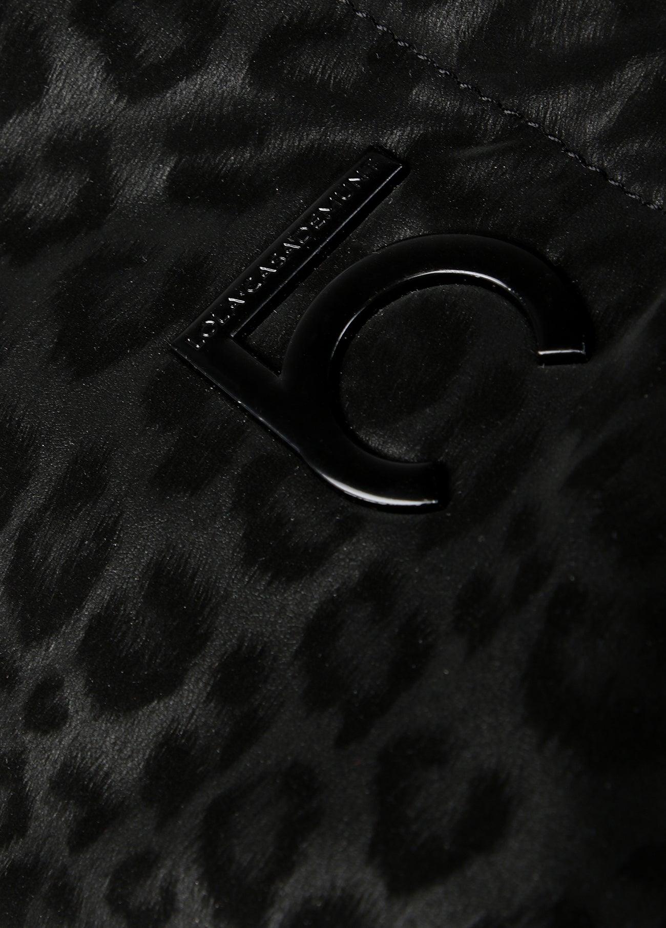 12428034-Neoprene and animal print tote bag-Black
