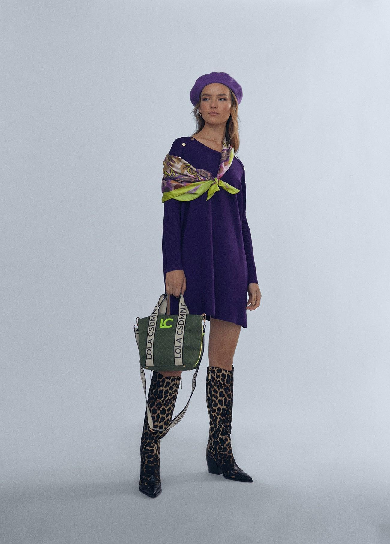 12461004-Long buttoned sweater-Lilac