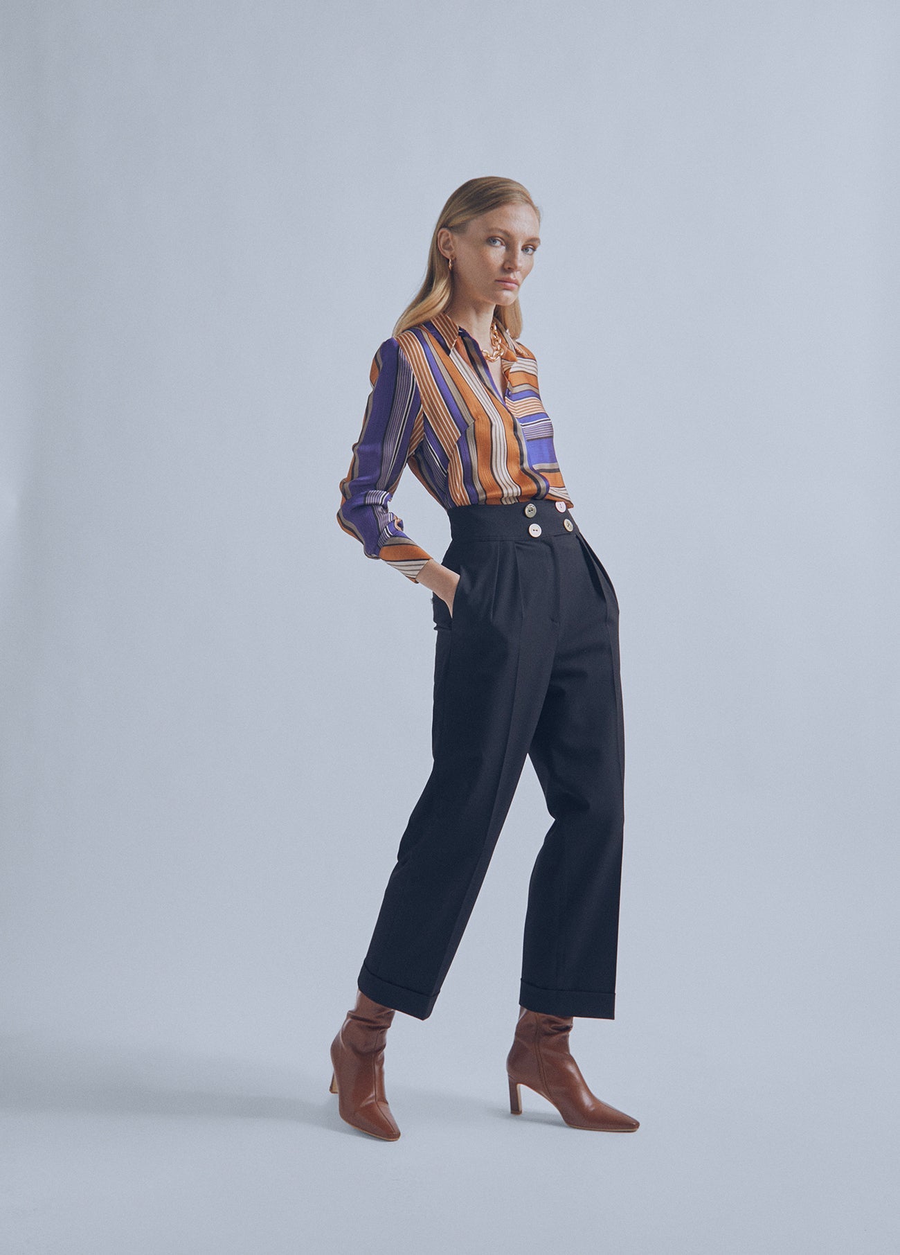 32465024-Two-way striped shirt-Multi