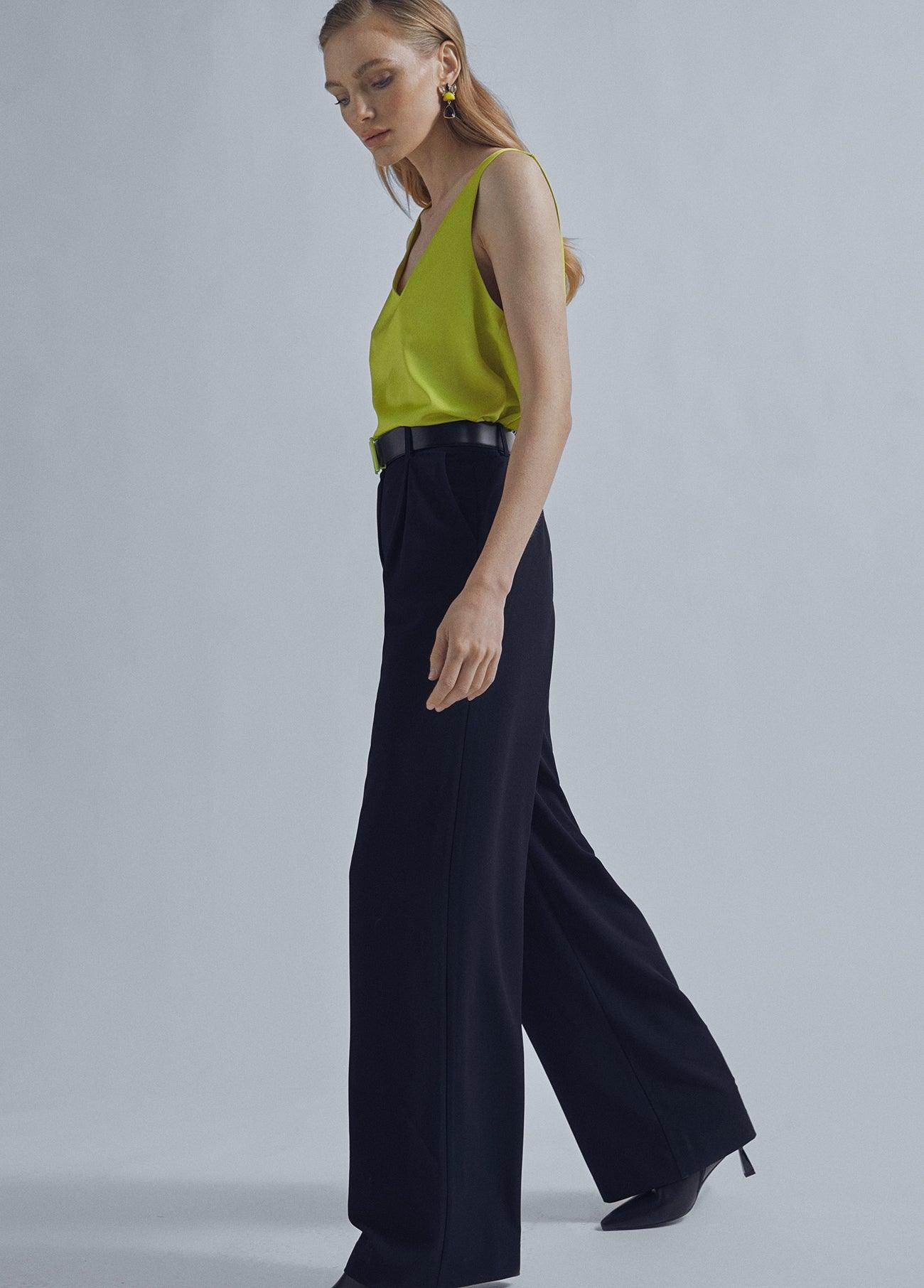 32467008-Flowing twill trousers-Black