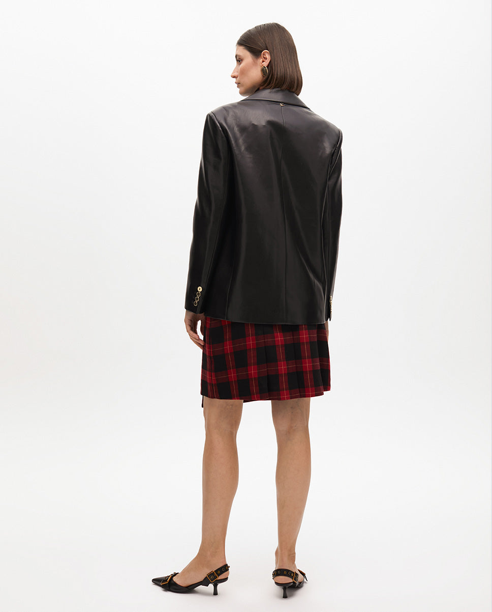 Straight Faux Leather Blazer