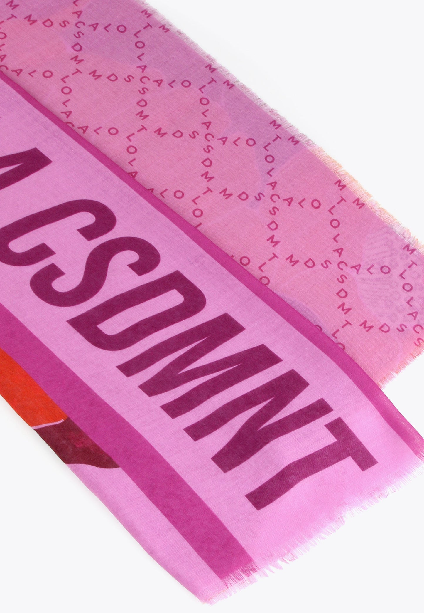 LS2407007-Pink-Red-Monogram and floral print scarf