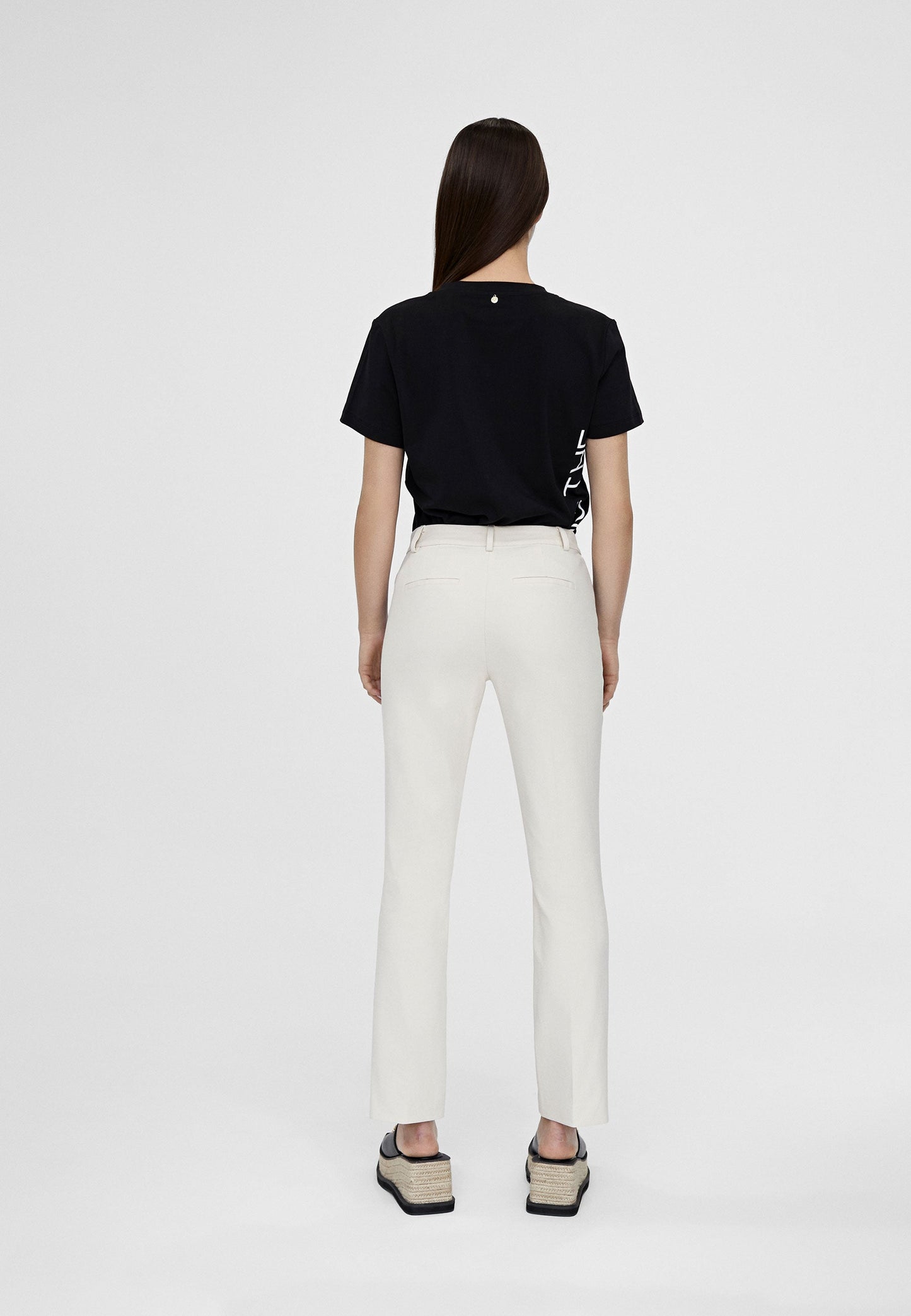 LS2414018-Ecru-Black-Straight cut trousers with side band