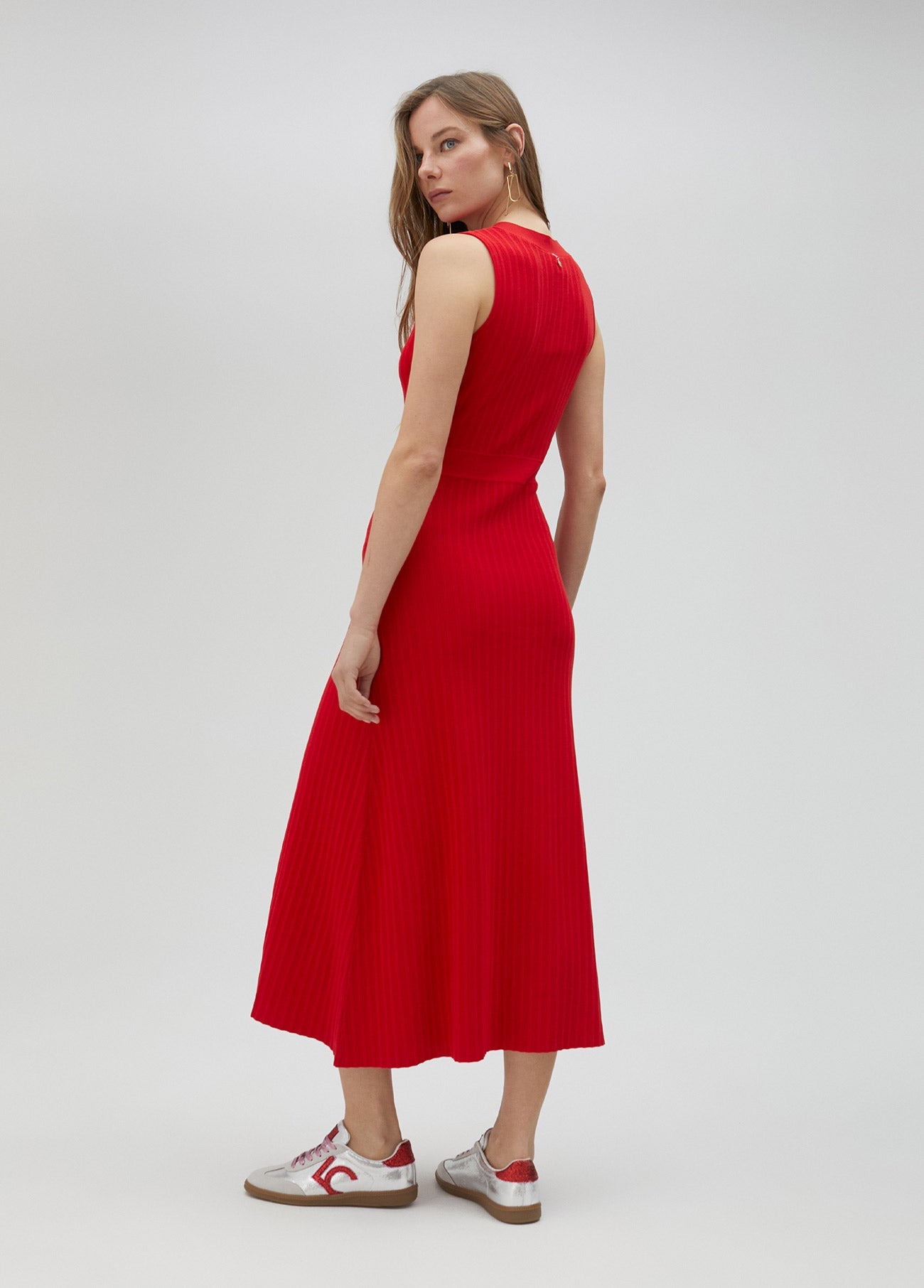 Red knit dress