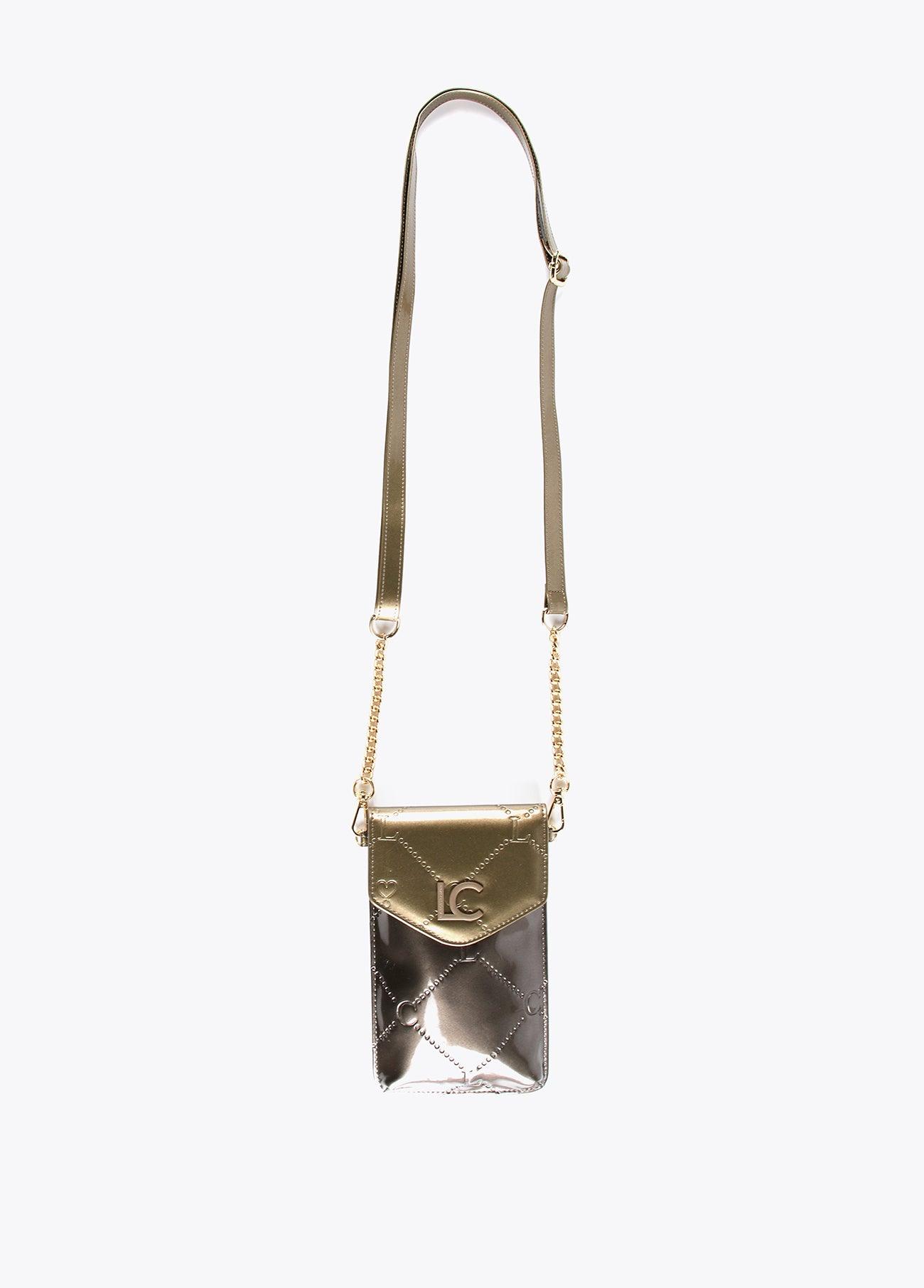 12402004-Mini patent leather mobile phone bag-Golden