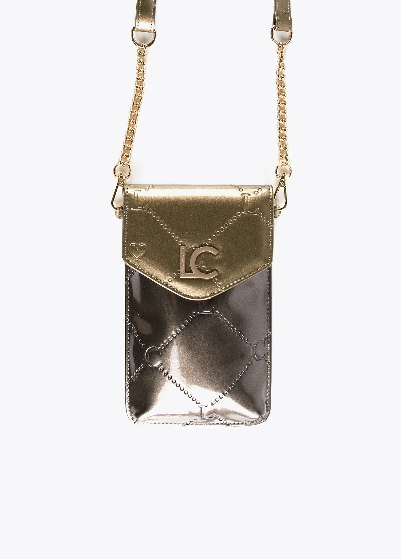 12402004-Mini patent leather mobile phone bag-Golden