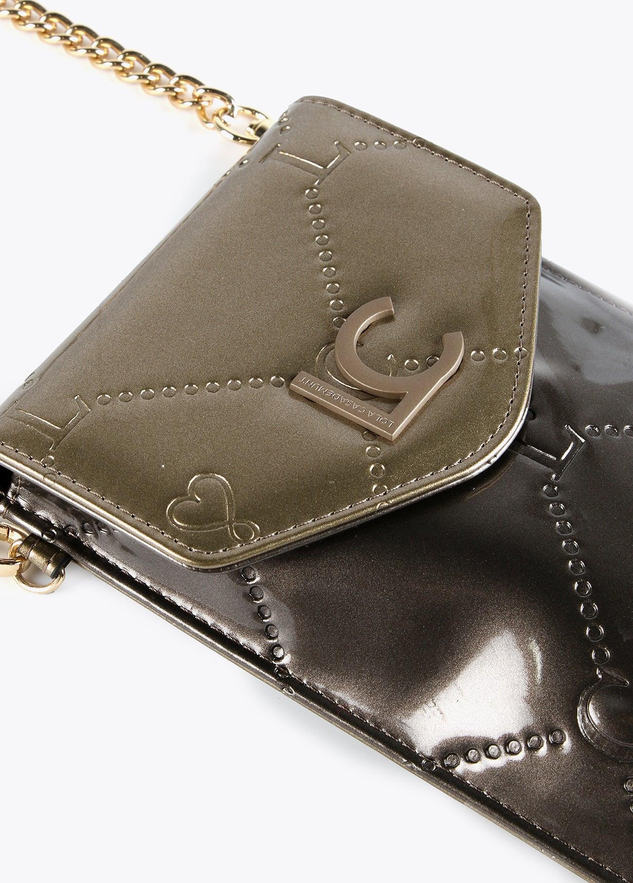 12402004-Mini patent leather mobile phone bag-Golden