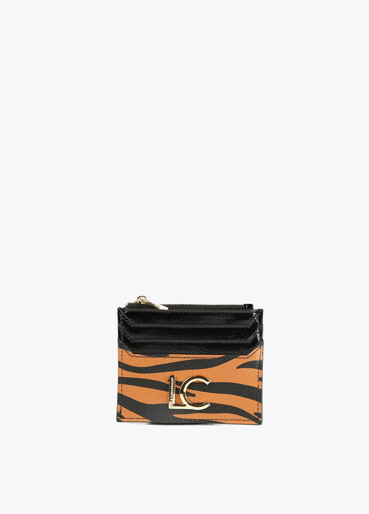 12405012-Zebra print card holder-Brown