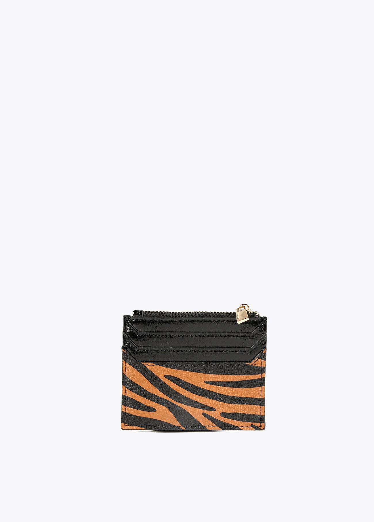 12405012-Zebra print card holder-Brown
