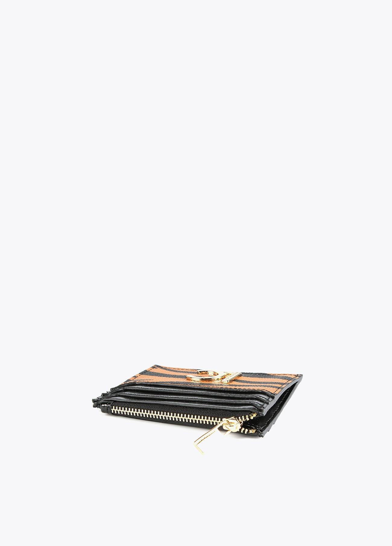 12405012-Zebra print card holder-Brown