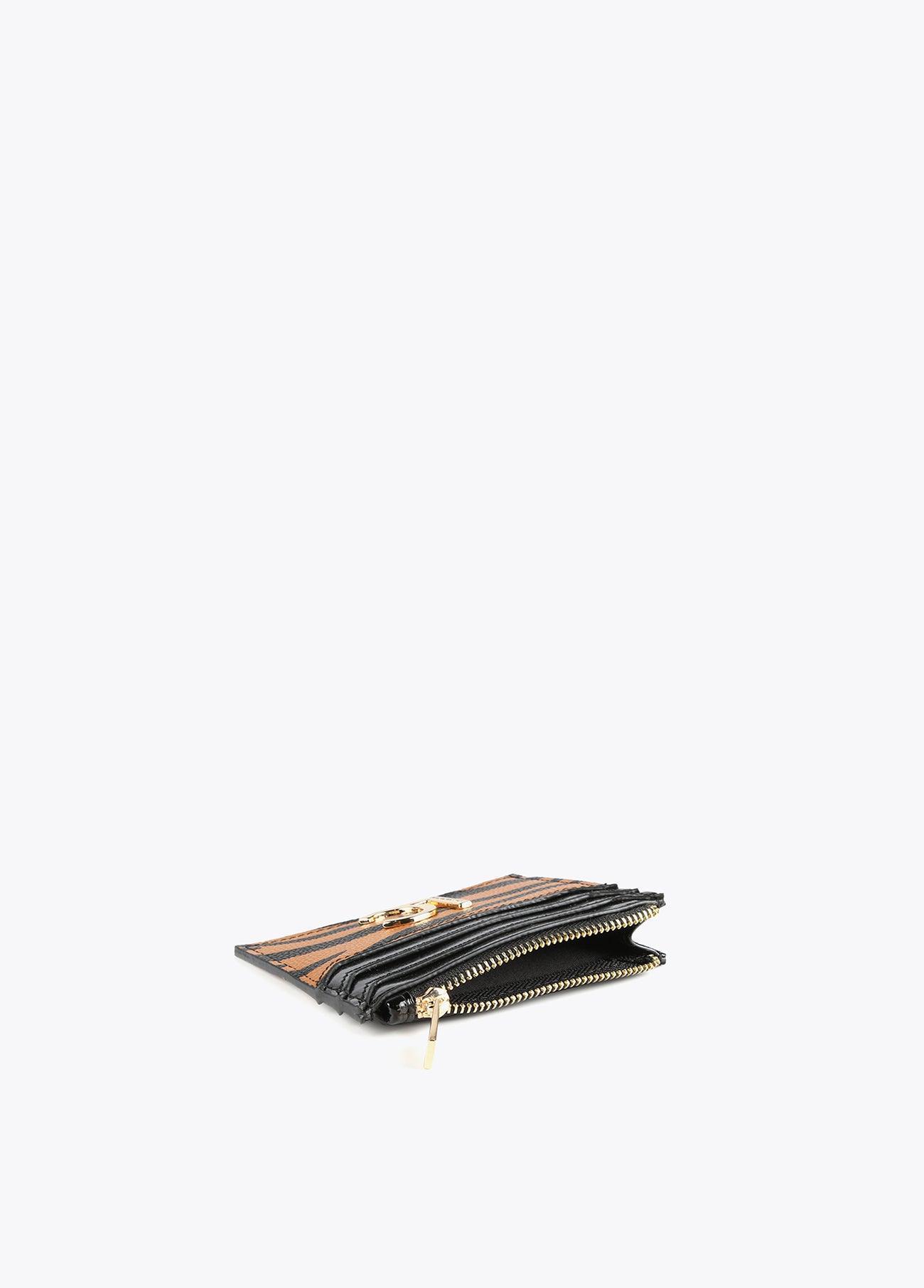 12405012-Zebra print card holder-Brown