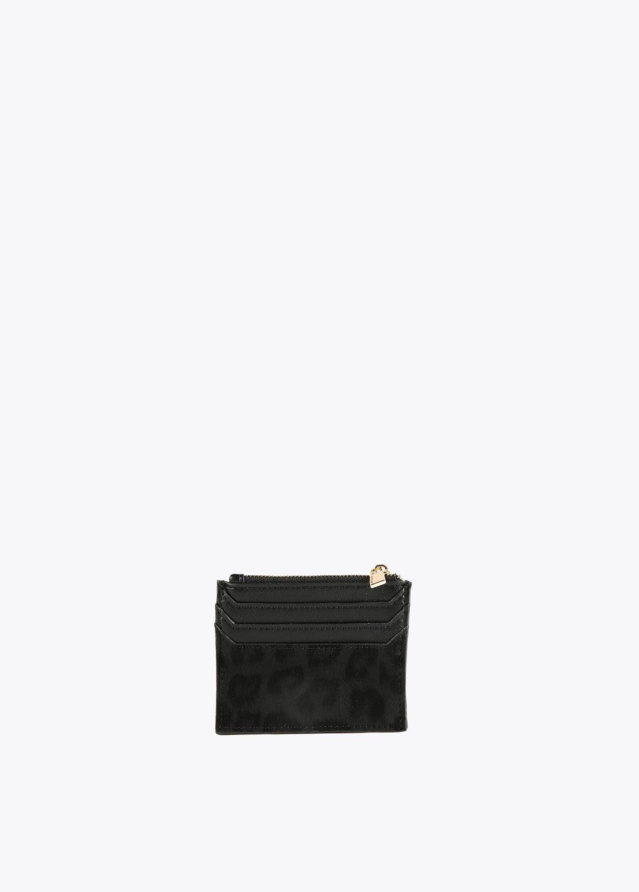 12405015-Neoprene and animal print card holder-Black