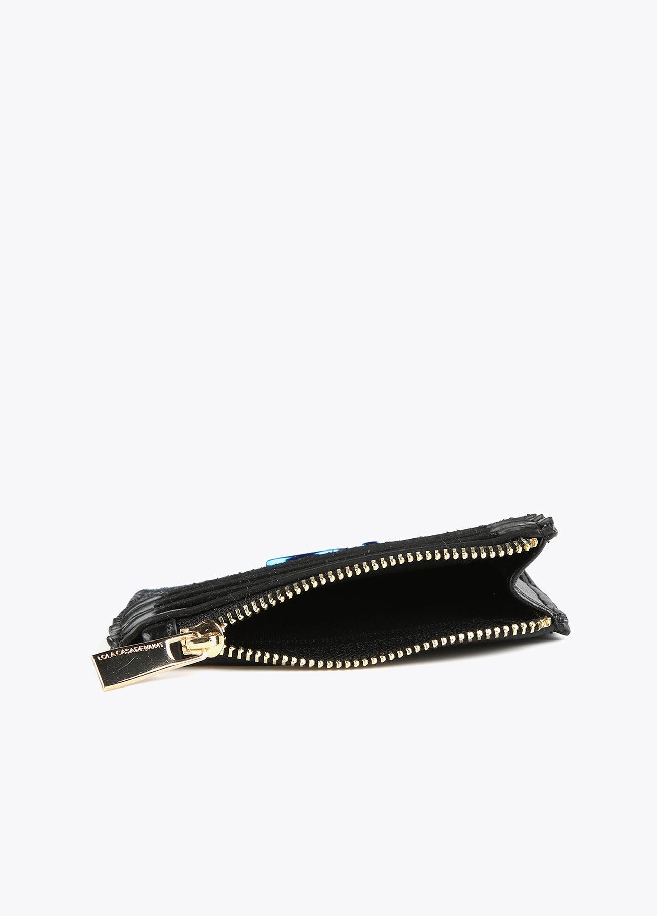 12405018-Metallic animal print card holder-Blue