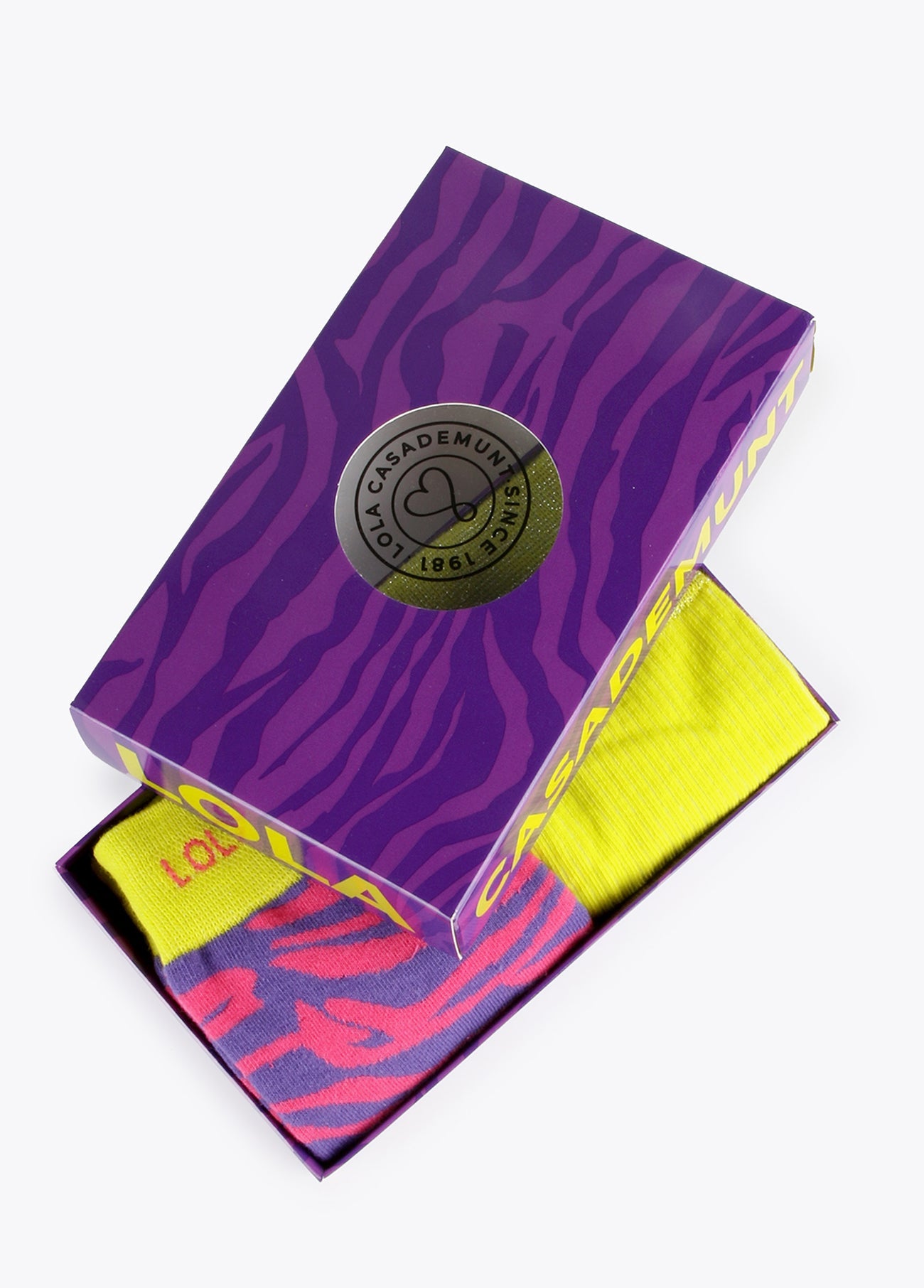 12406001-Set of 2 zebra and plain socks-Lime