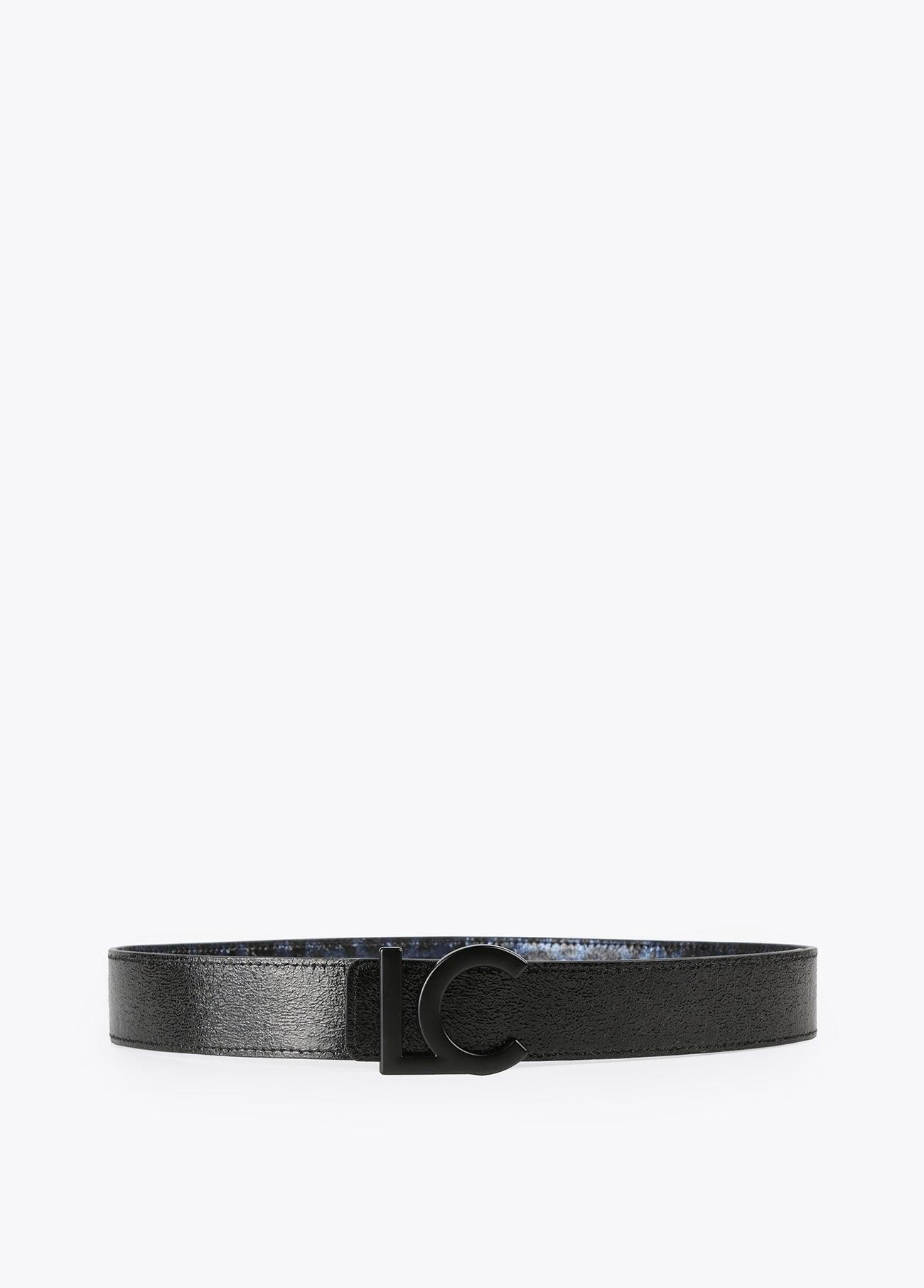 12407003-Reversible metallic animal print belt-Blue
