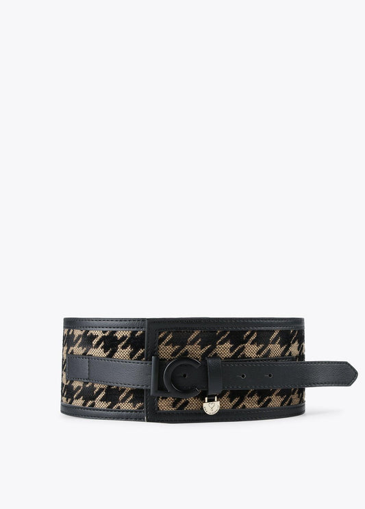 12407007-Wide houndstooth belt-Printed