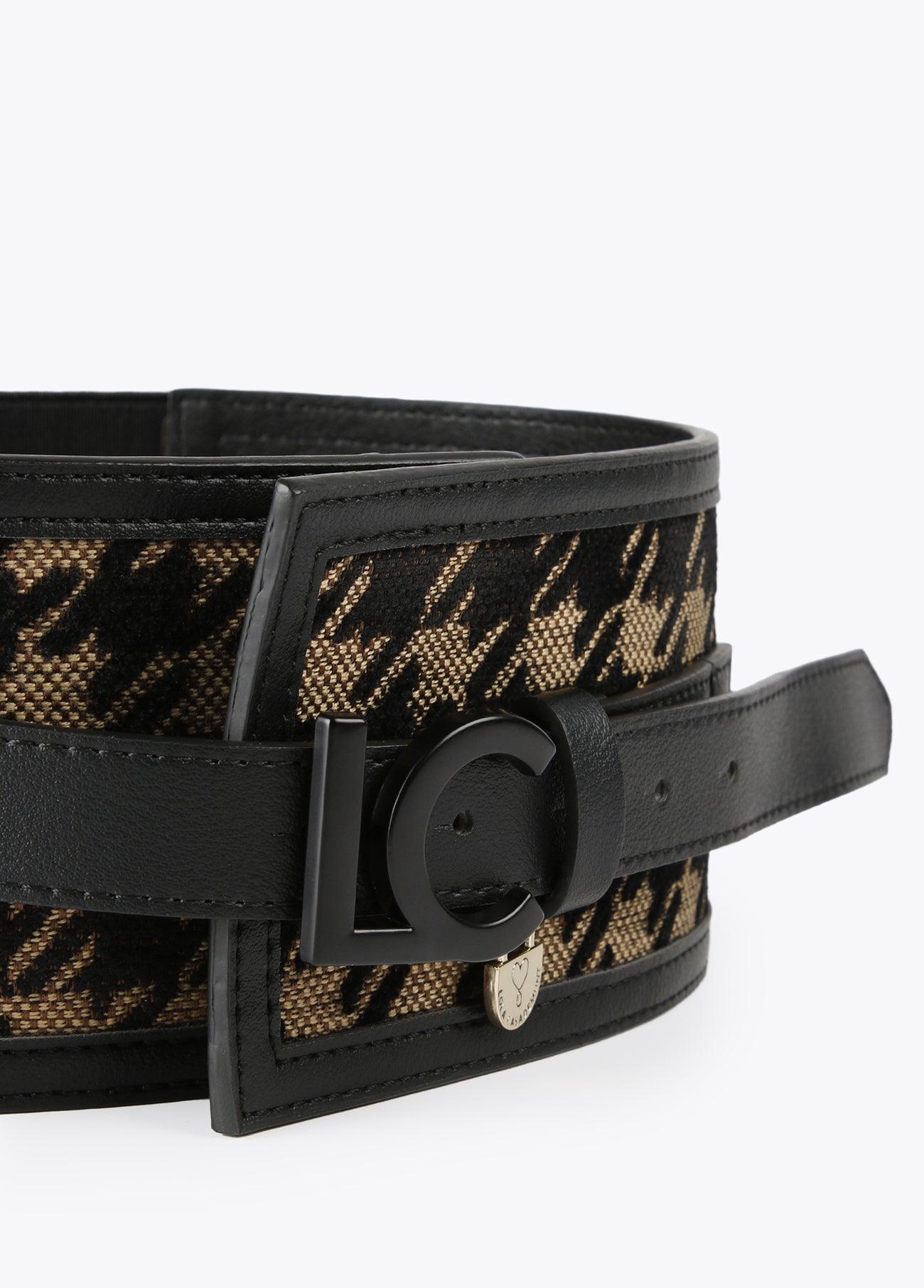 12407007-Wide houndstooth belt-Printed