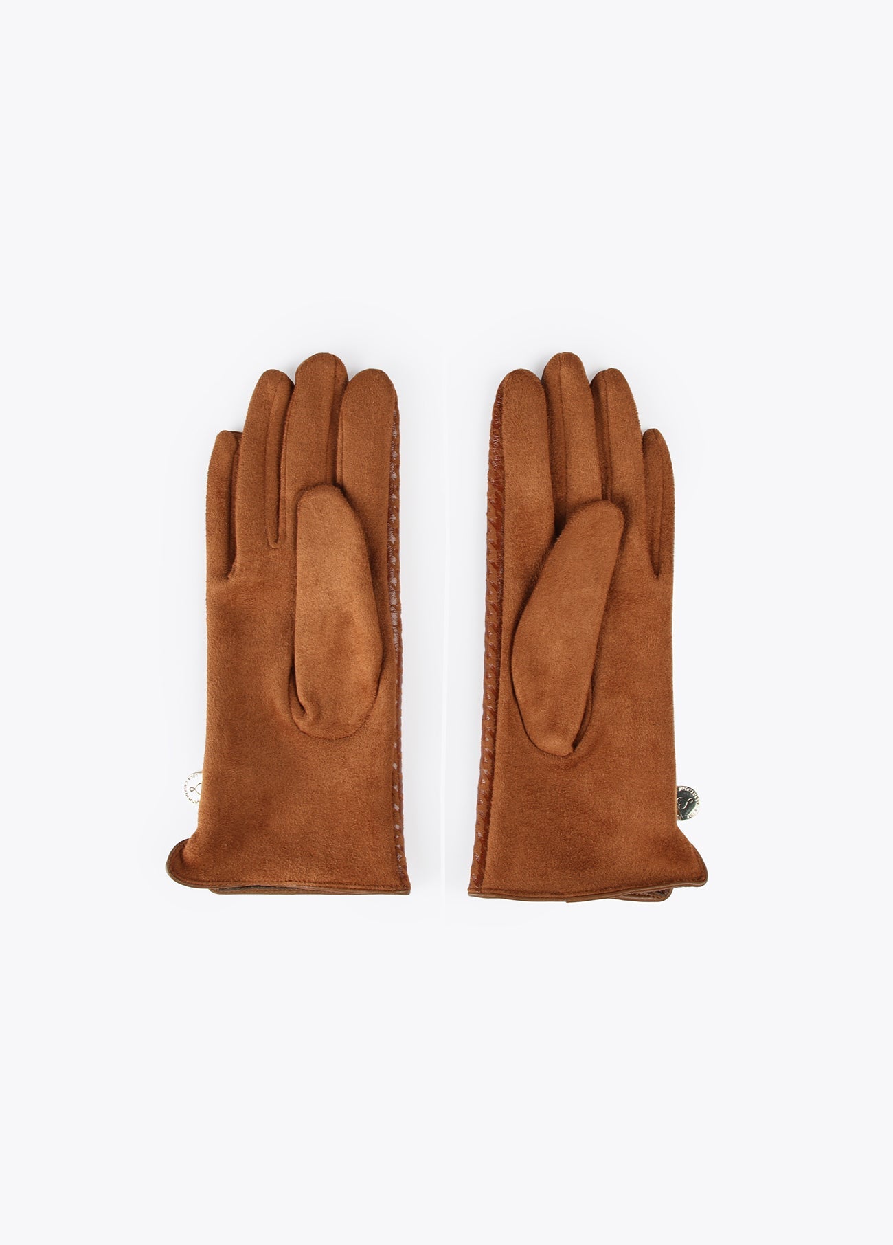 12409013-Houndstooth gloves-Brown
