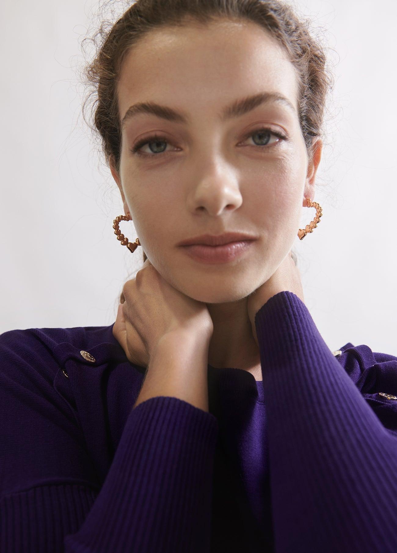 12410001-Heart earrings-Golden