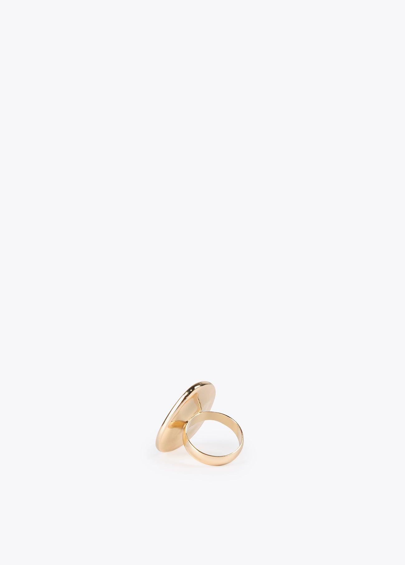 12412003-Gold ring with faux leather-Brown