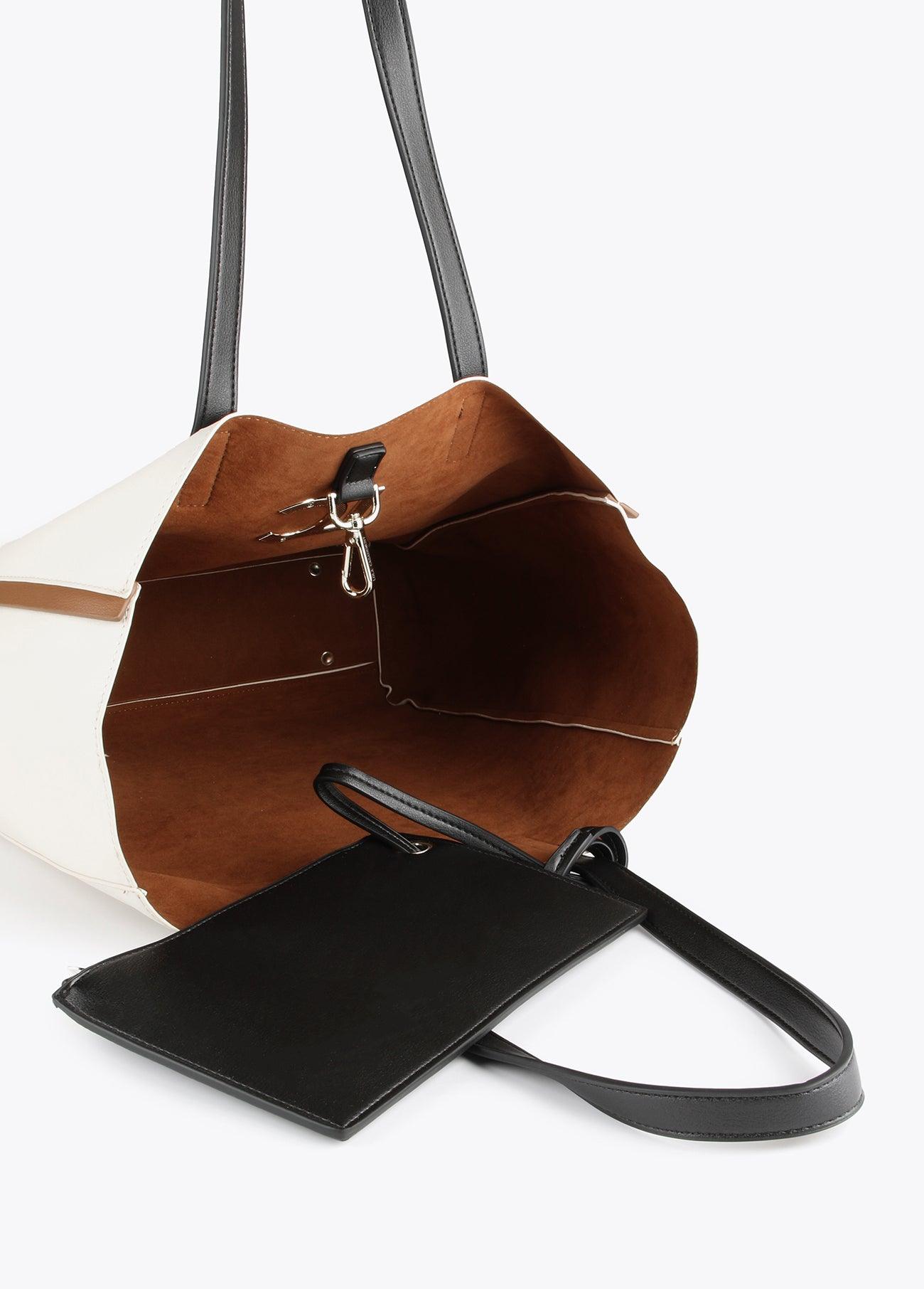 12428018-Rectangular tote bag with contrast piping-Raw