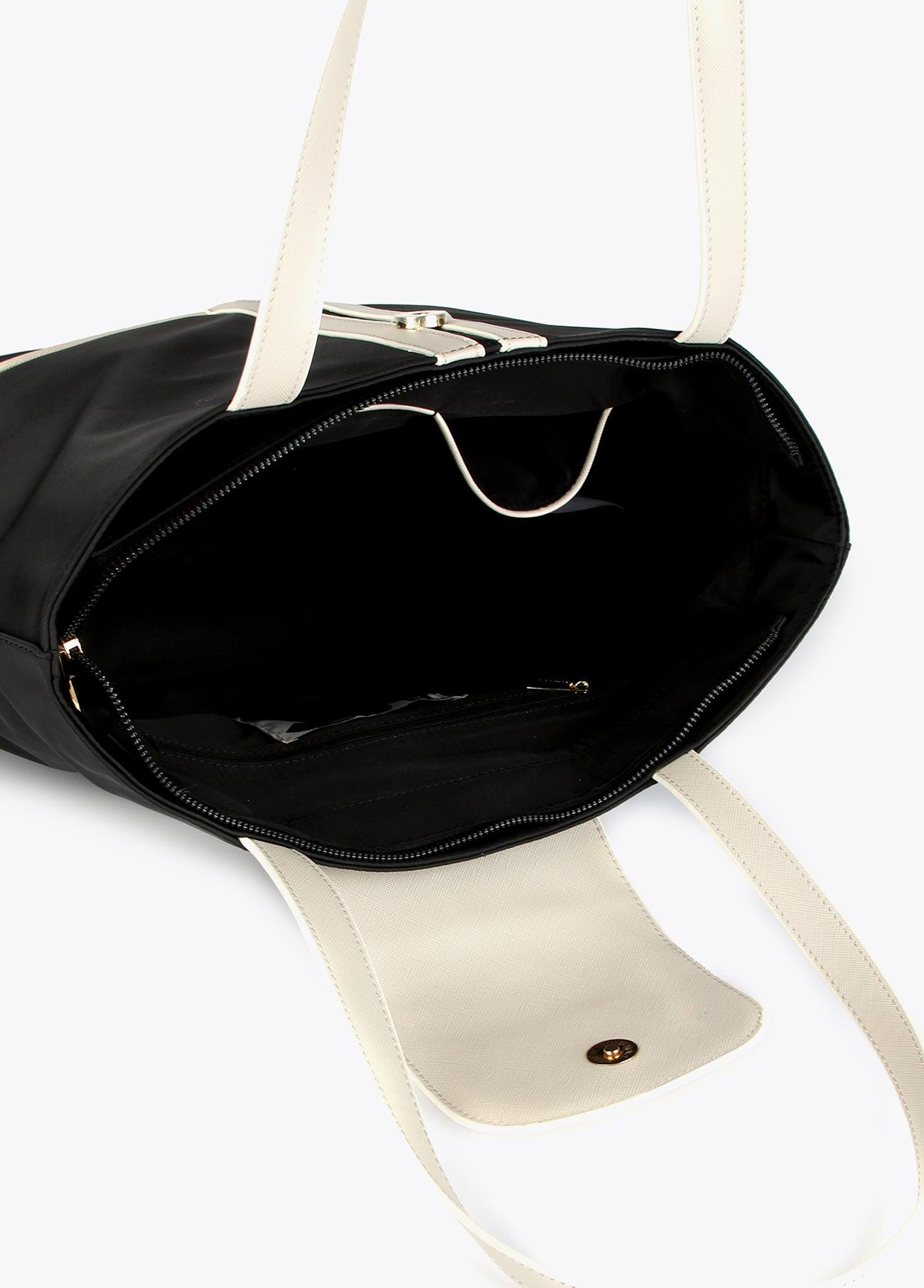 12428020-Tote bag with neon details-Black