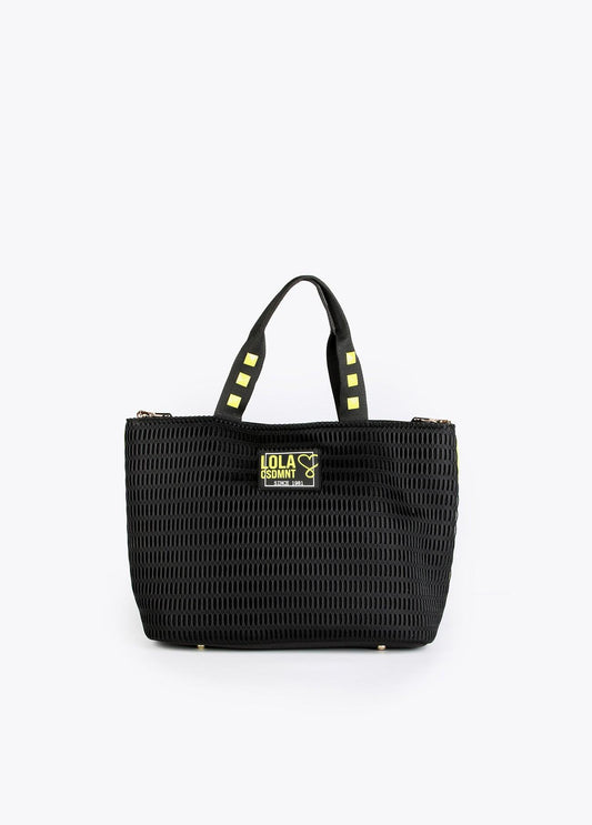 12428025-Neon logo mesh tote bag-Black