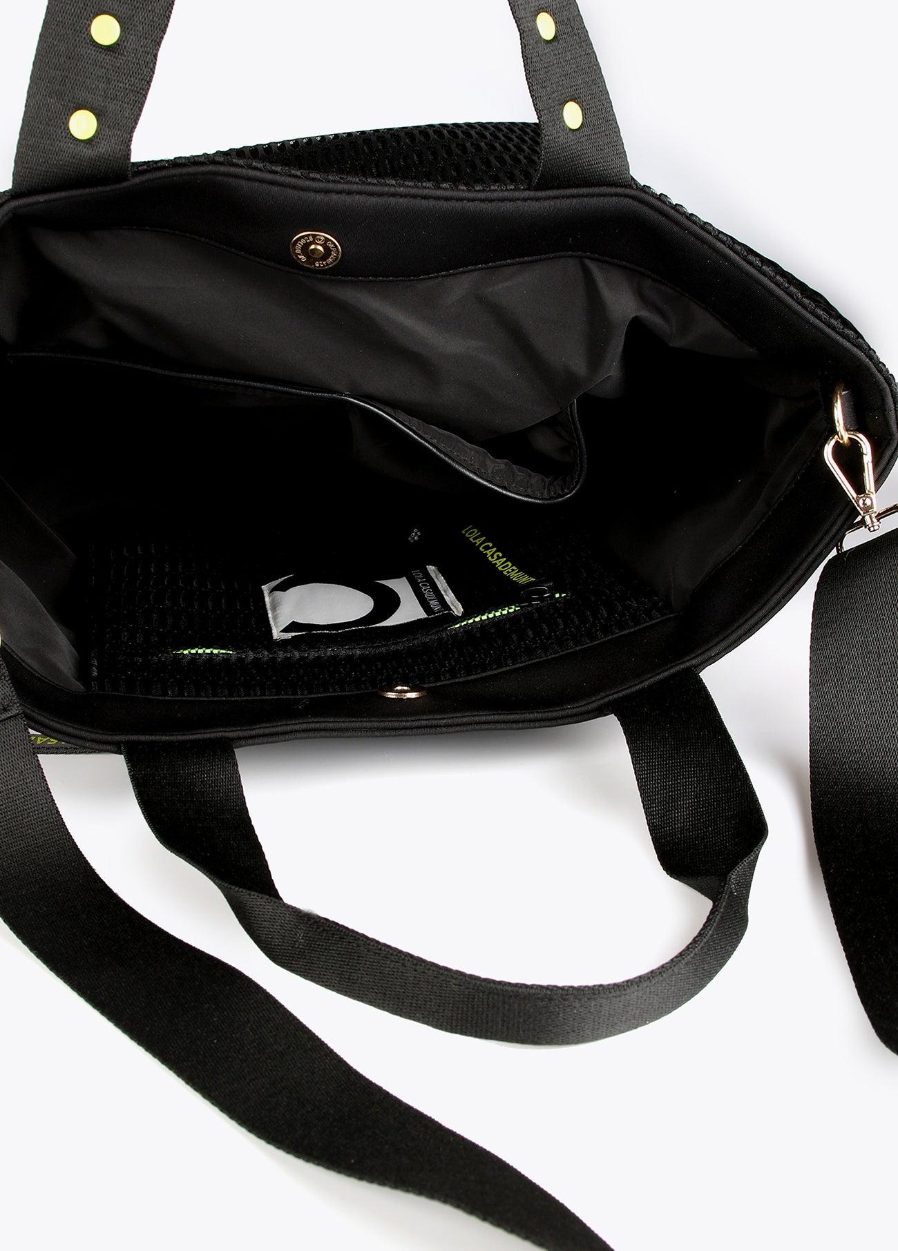 12428025-Neon logo mesh tote bag-Black