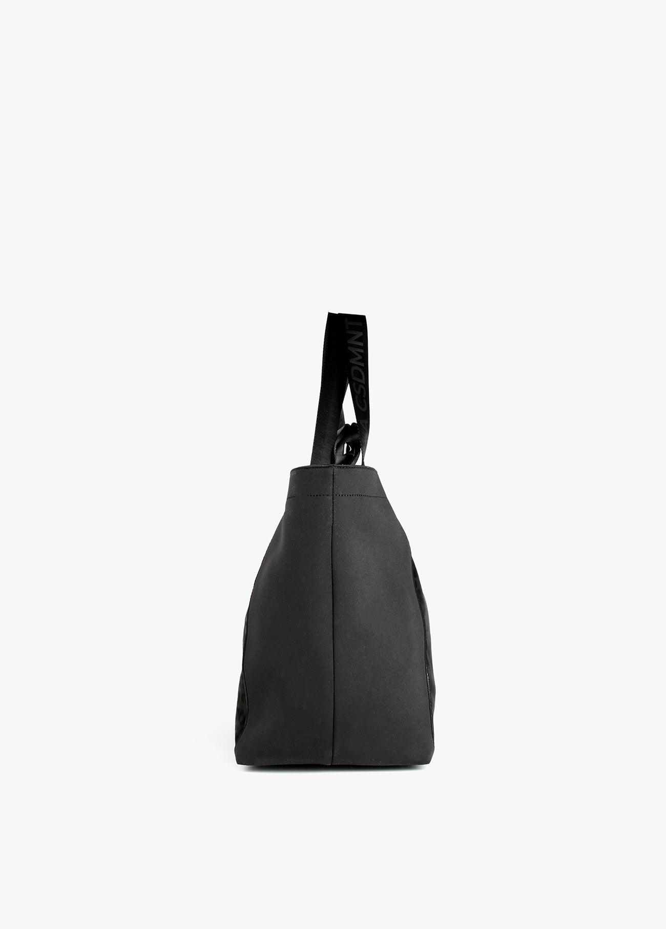 12428034-Neoprene and animal print tote bag-Black