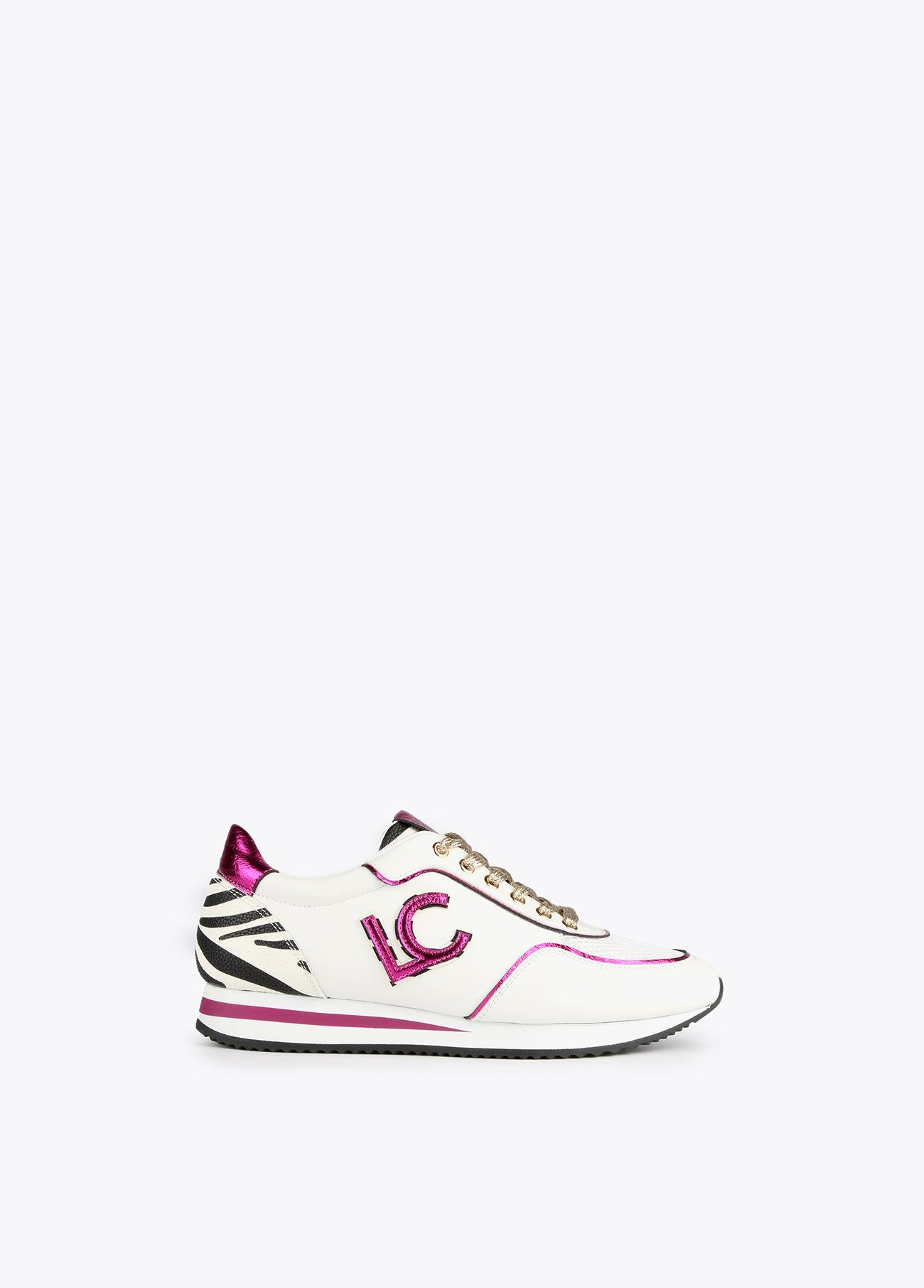 12430004-Zebra print sneakers-White