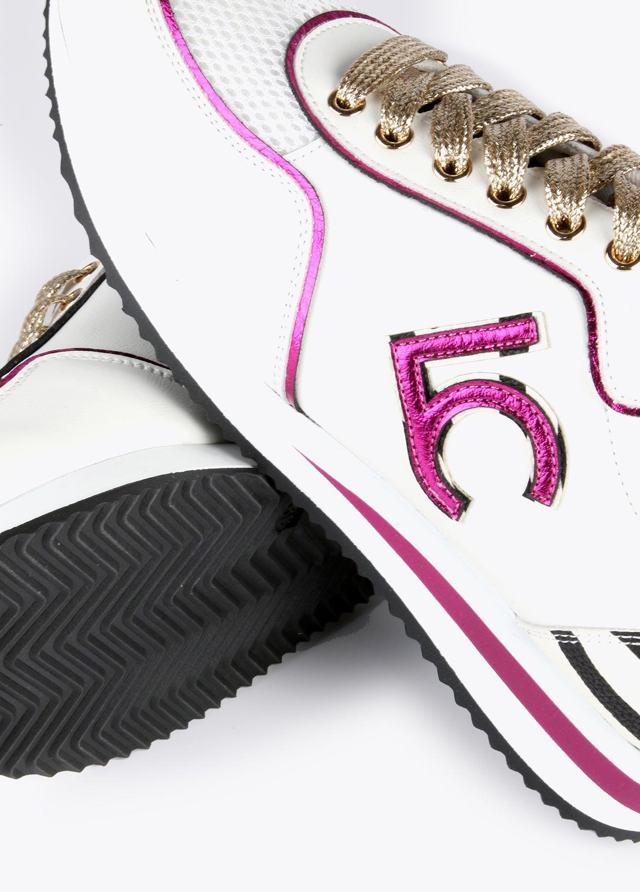 12430004-Zebra print sneakers-White