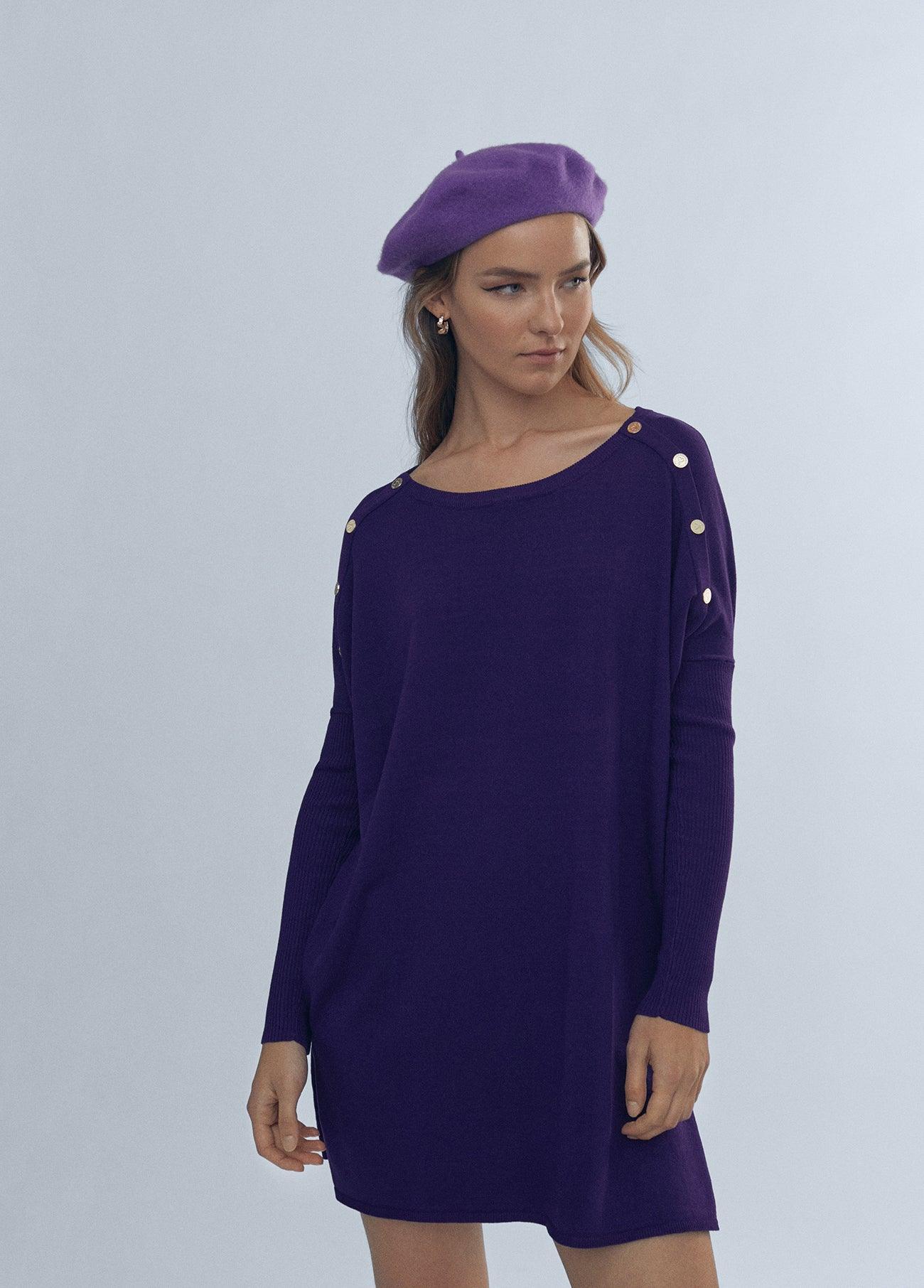 12461004-Long buttoned sweater-Lilac