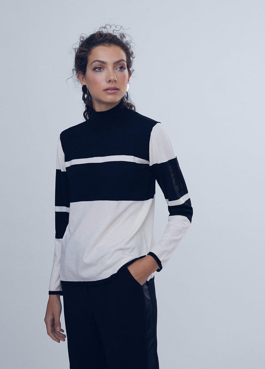 12461007-Two-tone logo sweater-White
