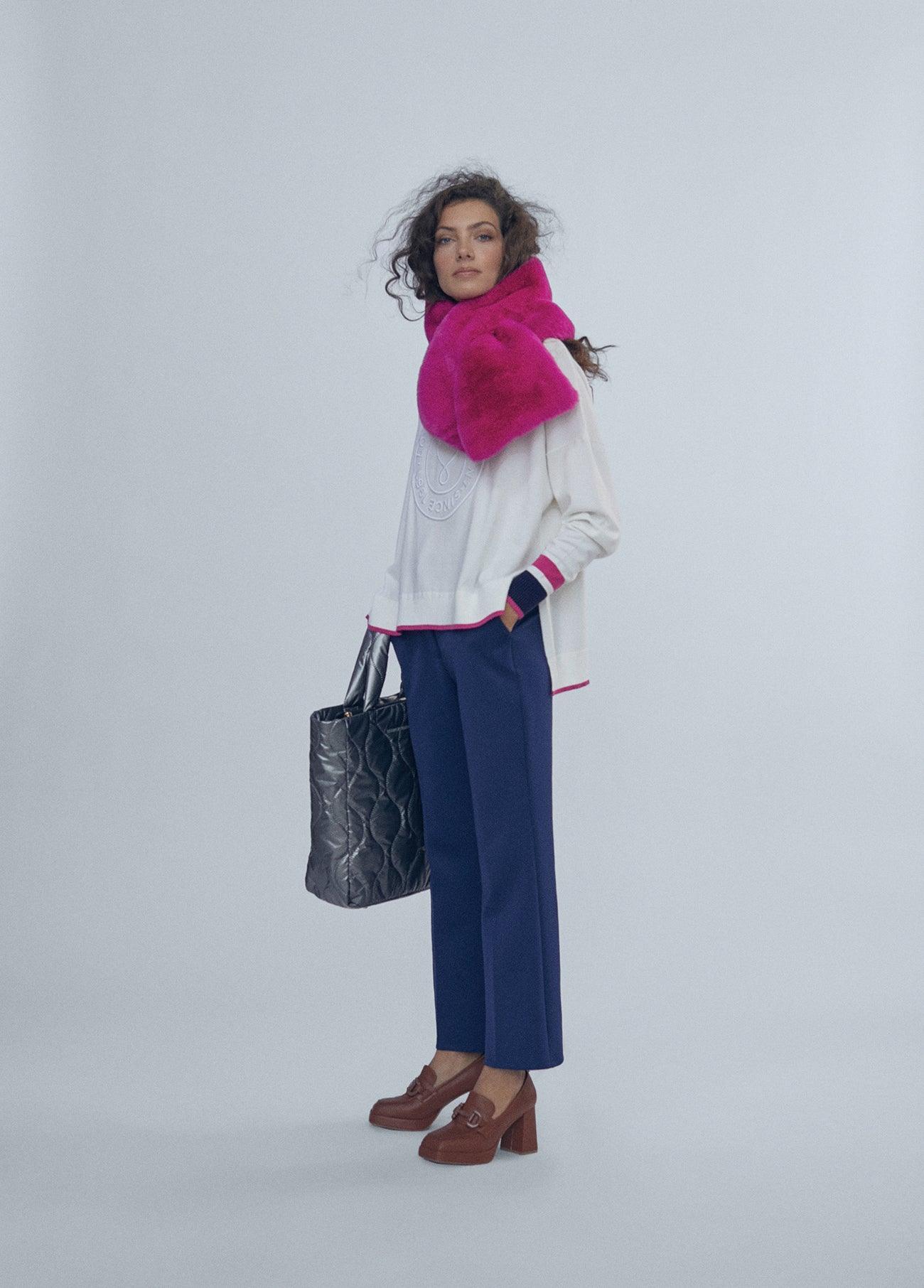 12461016-Sweater with cuff details-White