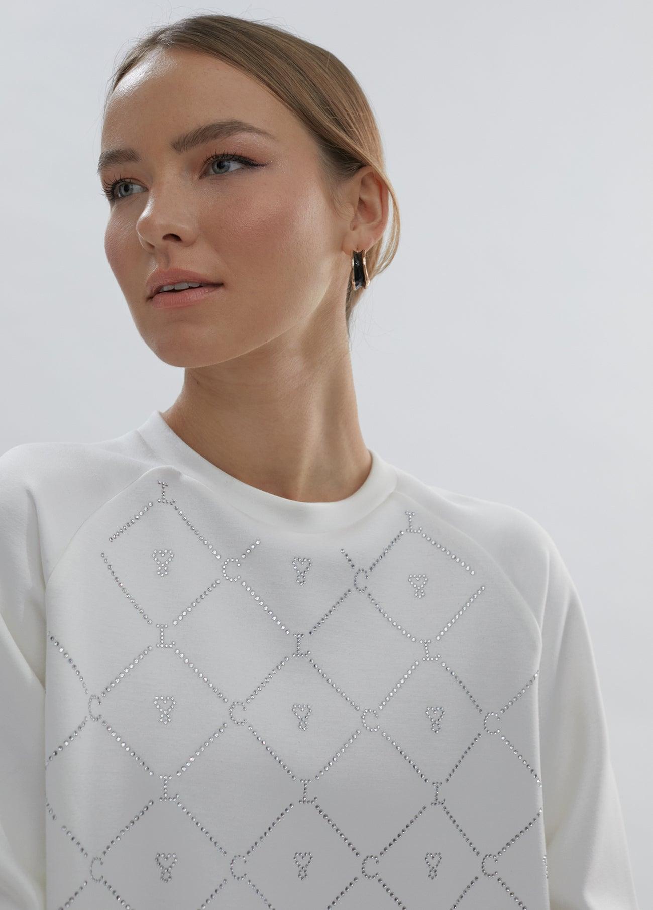 12462012-Lola sweatshirt with rhinestone details-White