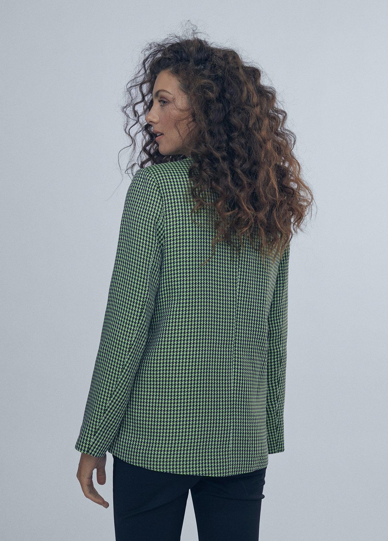 12463013-Green houndstooth blazer-Multi