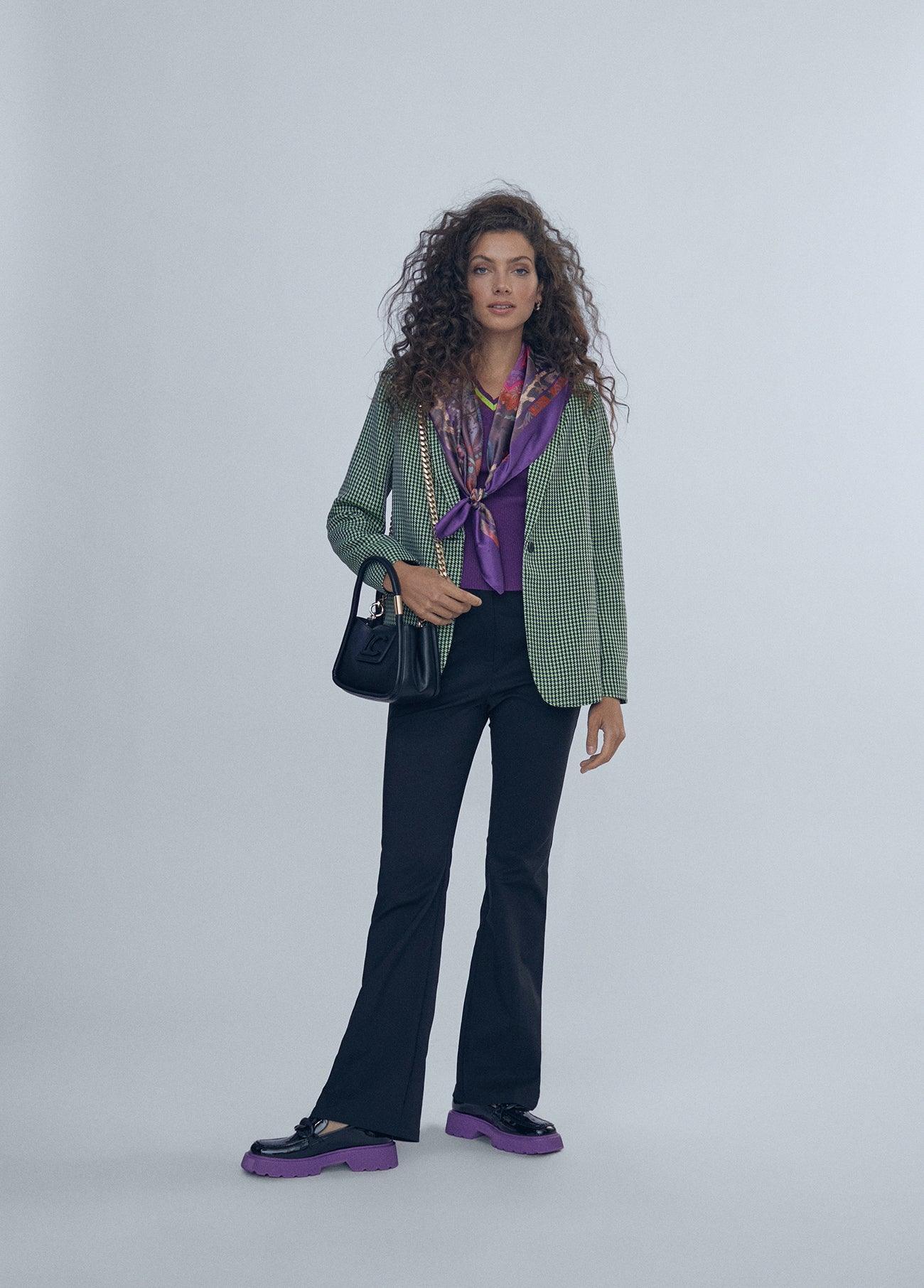 12463013-Green houndstooth blazer-Multi