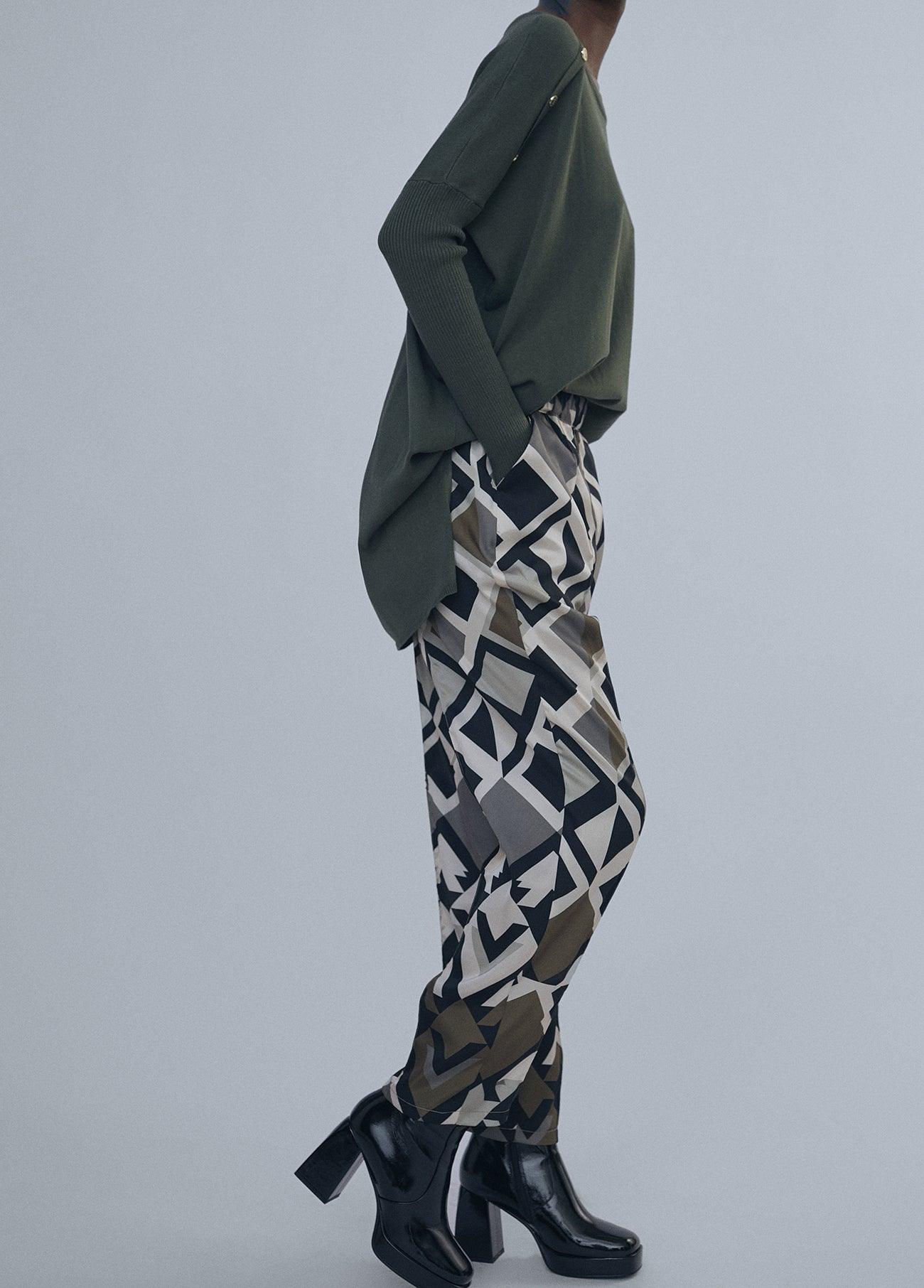 12467034-Geometric print joggers-Kaki
