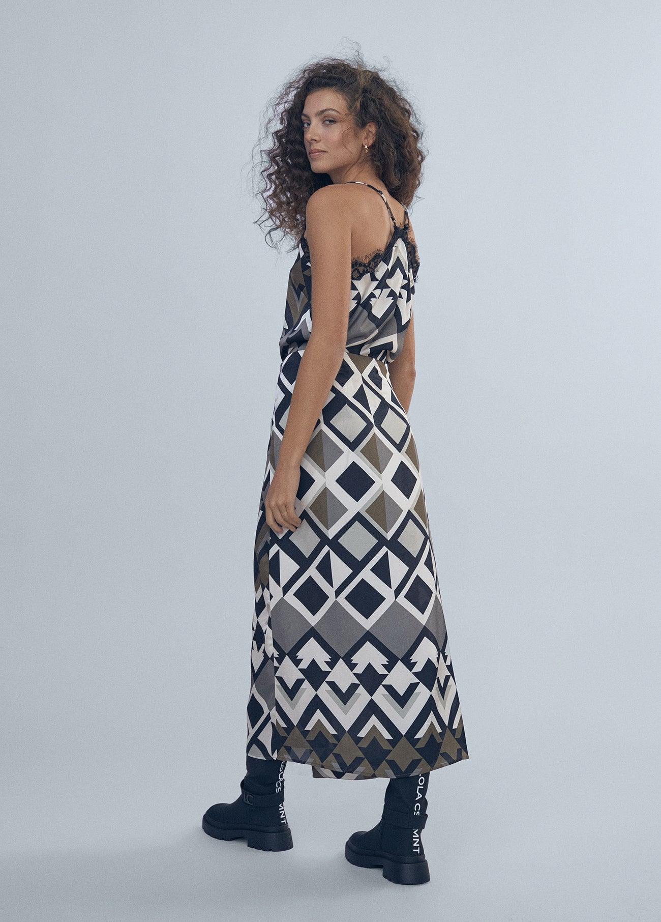 12468011-Asymmetric printed skirt-Kaki