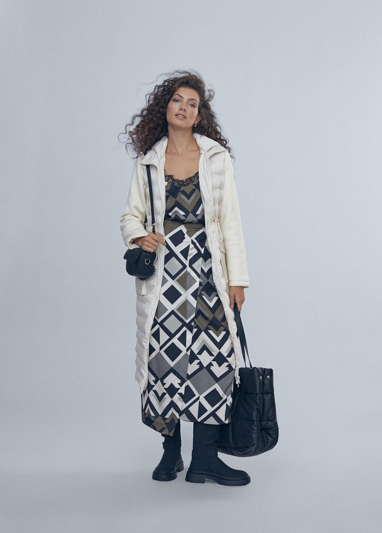 12468011-Asymmetric printed skirt-Kaki