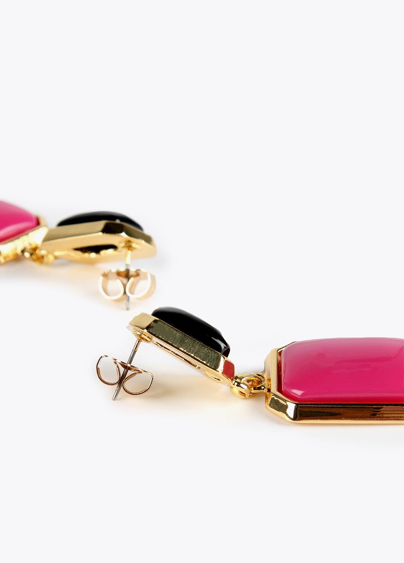 32410001-Two-tone earrings-Fuchsia