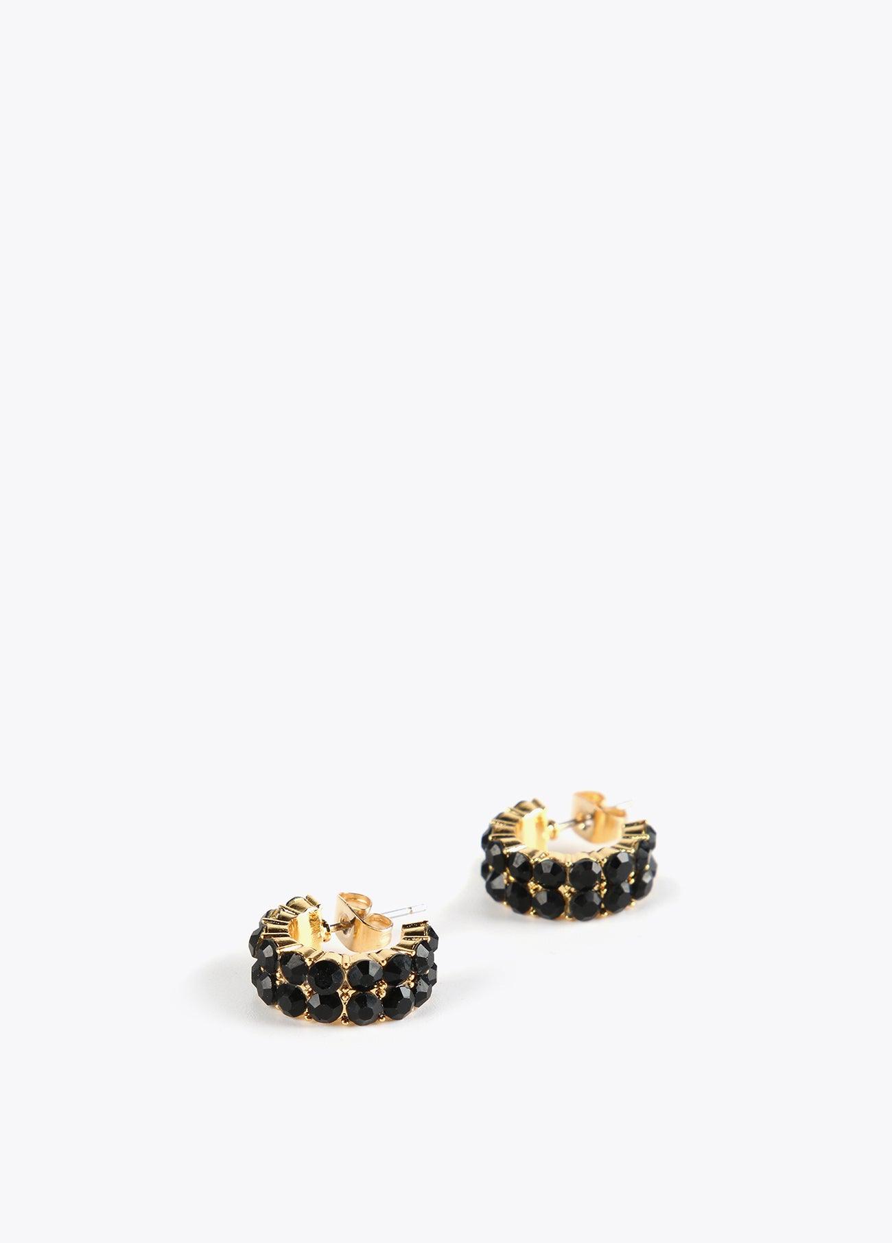32410003-Hoop earrings with multicoloured crystals-Black