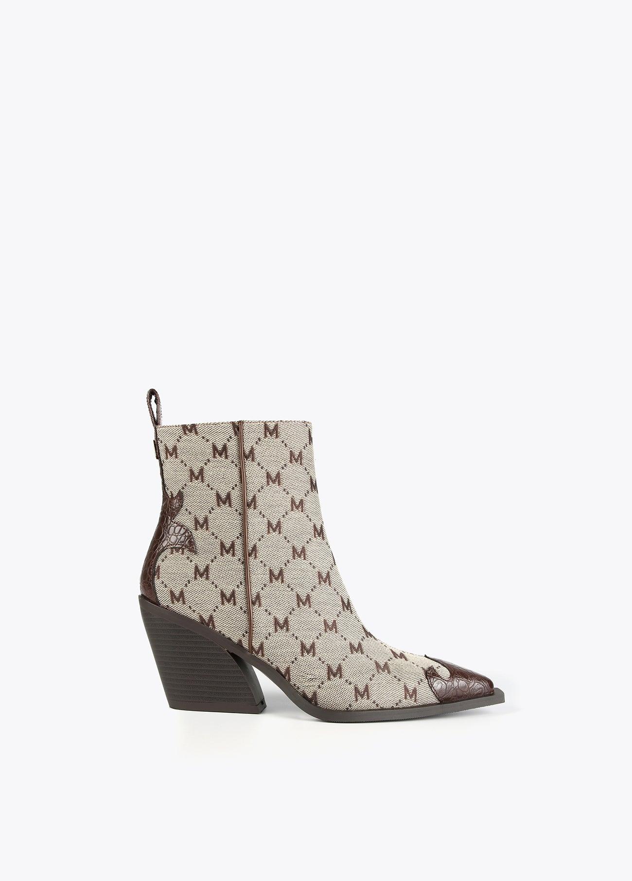 32434005-Logo cowboy ankle boots-Beige