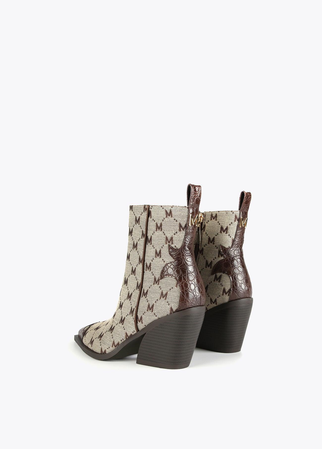 32434005-Logo cowboy ankle boots-Beige
