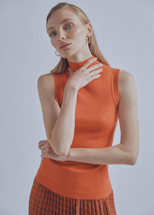 32460013-Perkins collar top-Orange