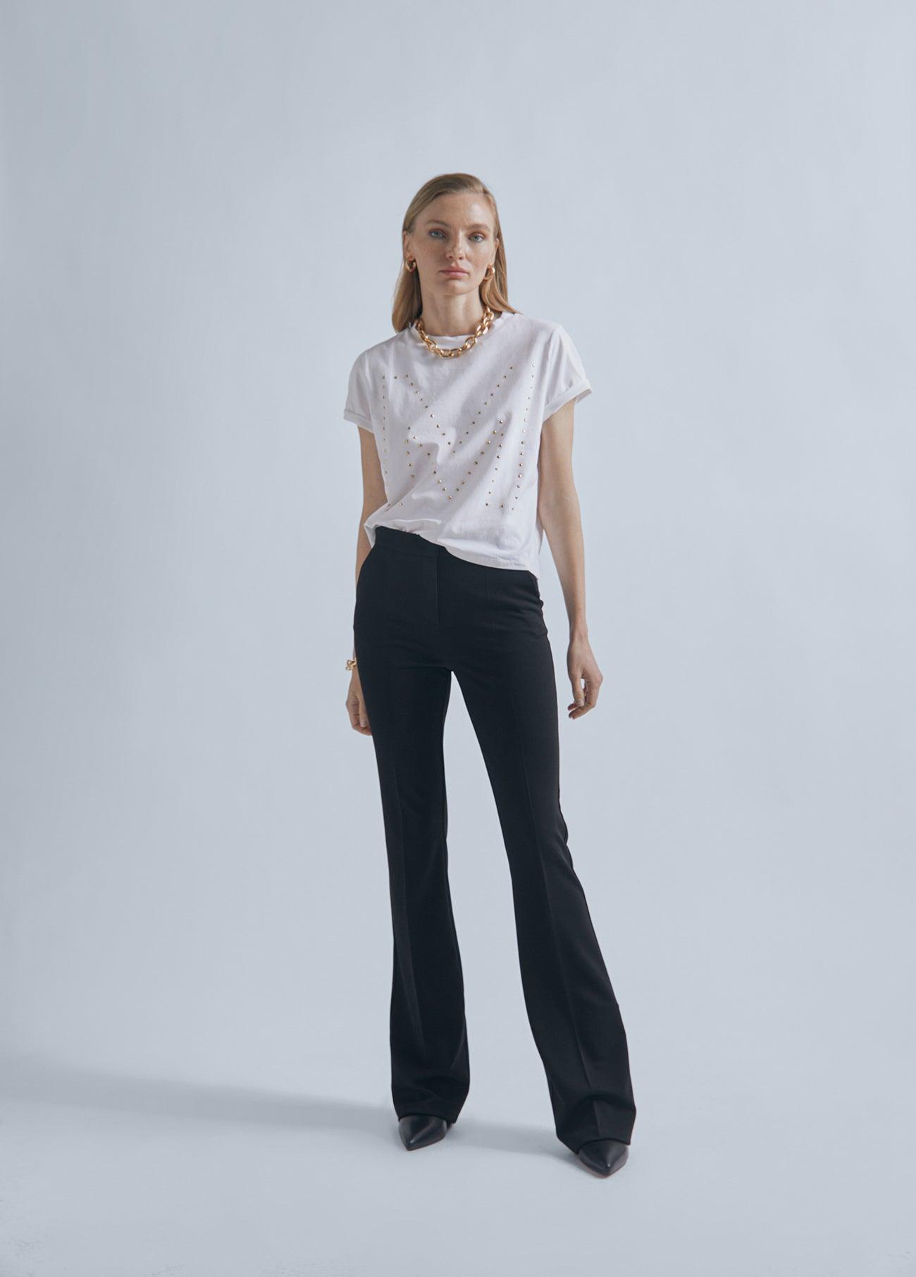 32462005-T-shirt with M rhinestone detail-White