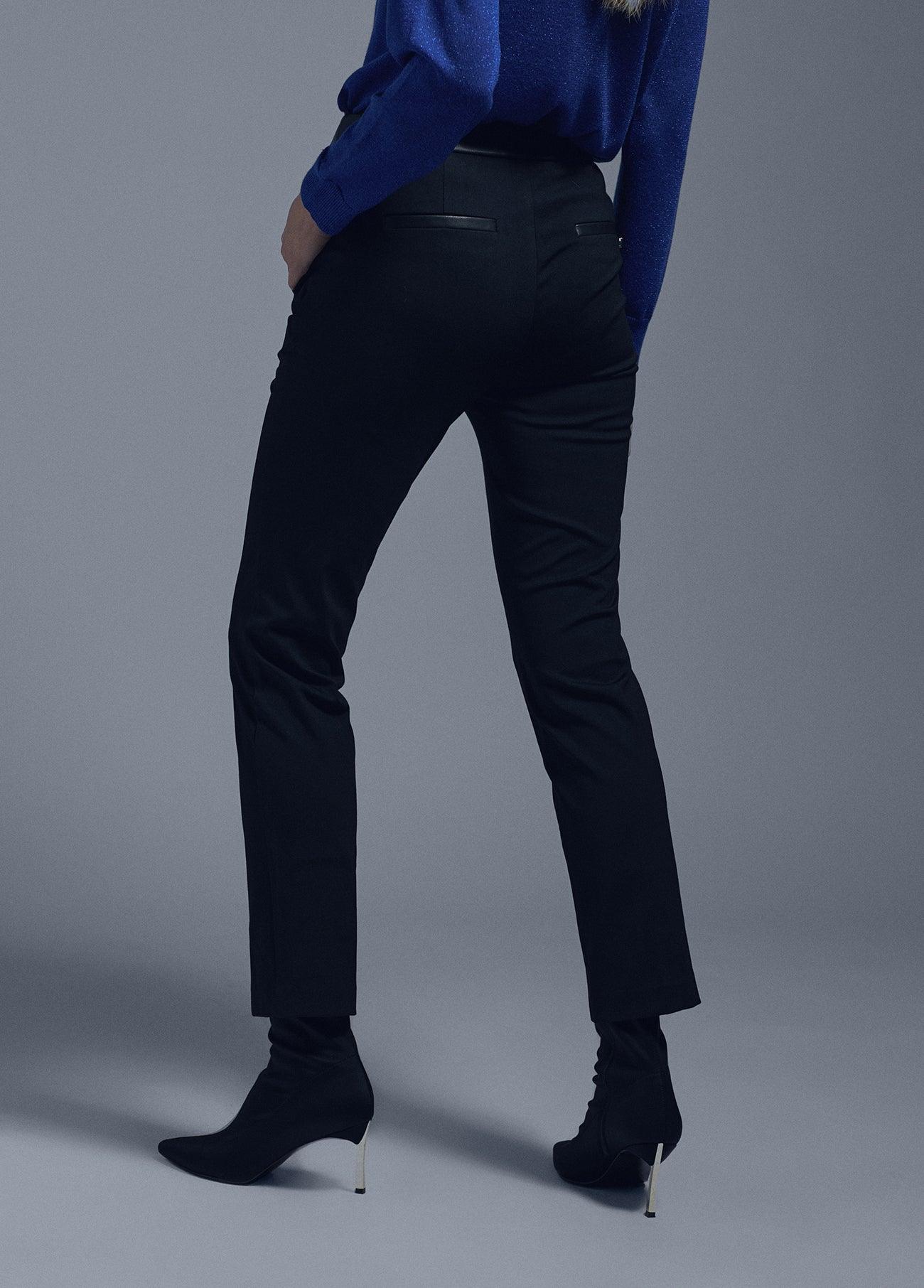 32467005-Faux leather detail trousers-Black