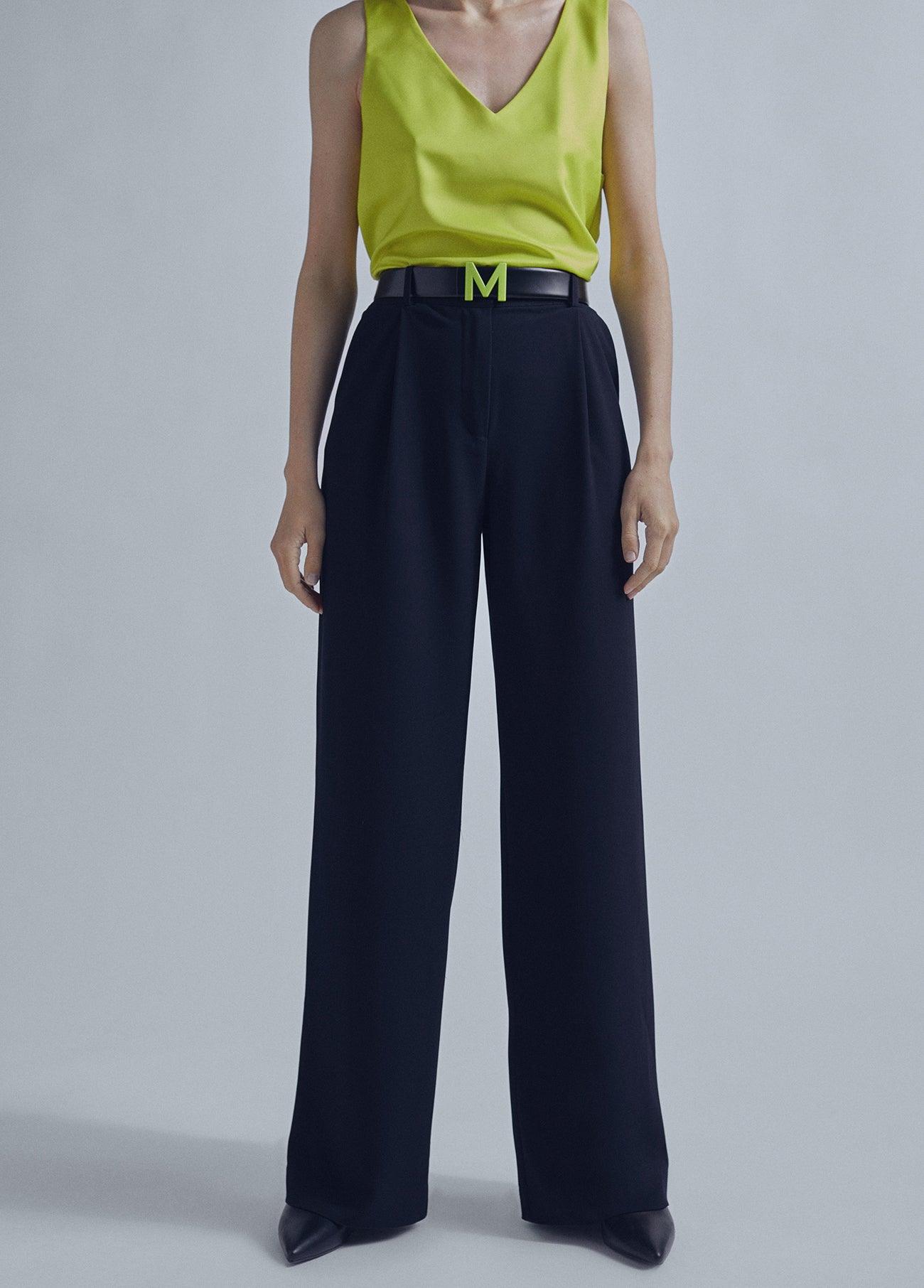 32467008-Flowing twill trousers-Black